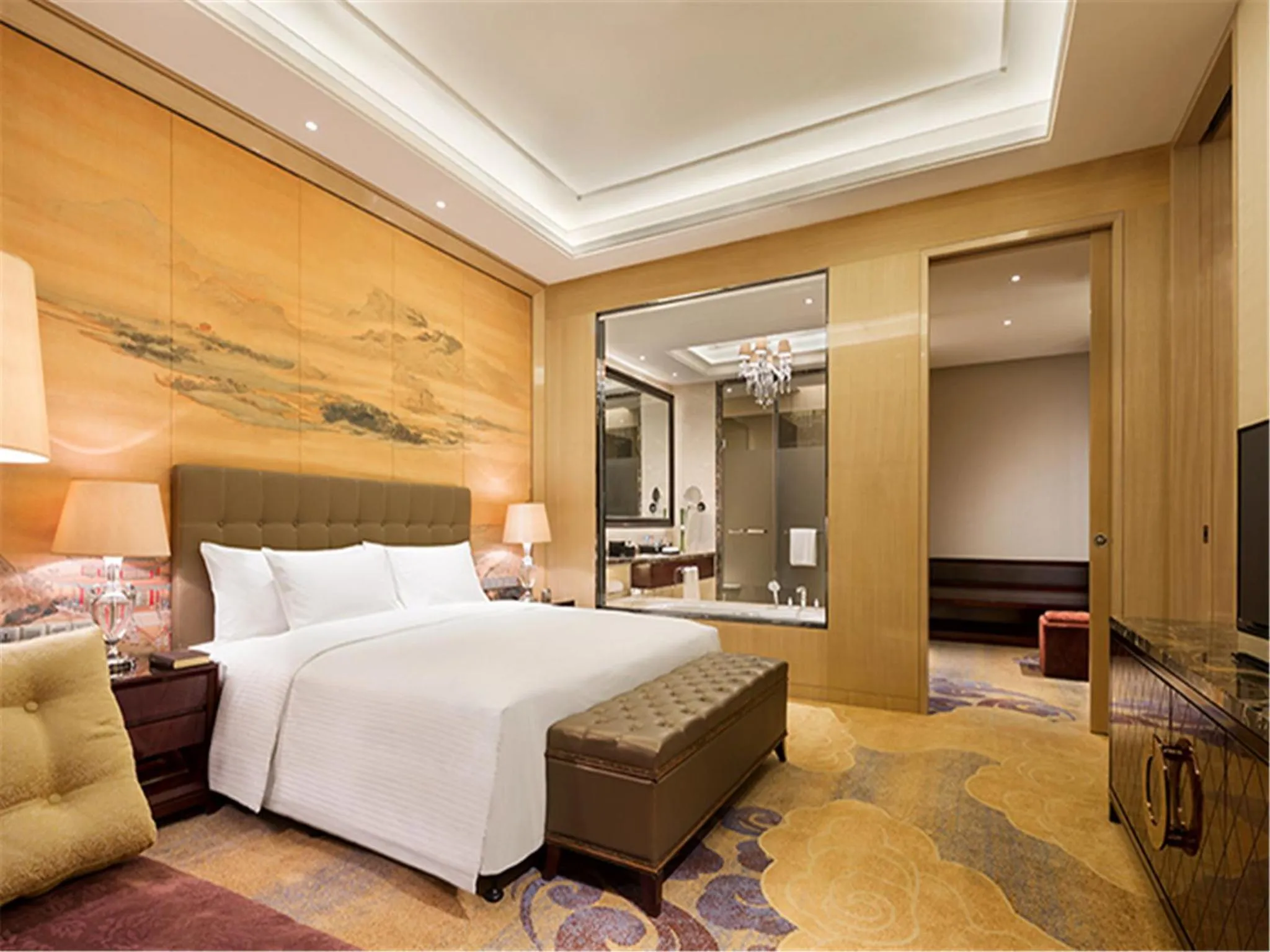 Bedroom, Bed in Wanda Realm Fushun