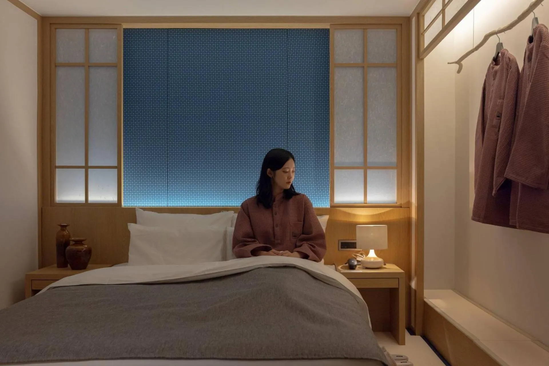 Bed in Anook Ryokan Hotel Ansan station