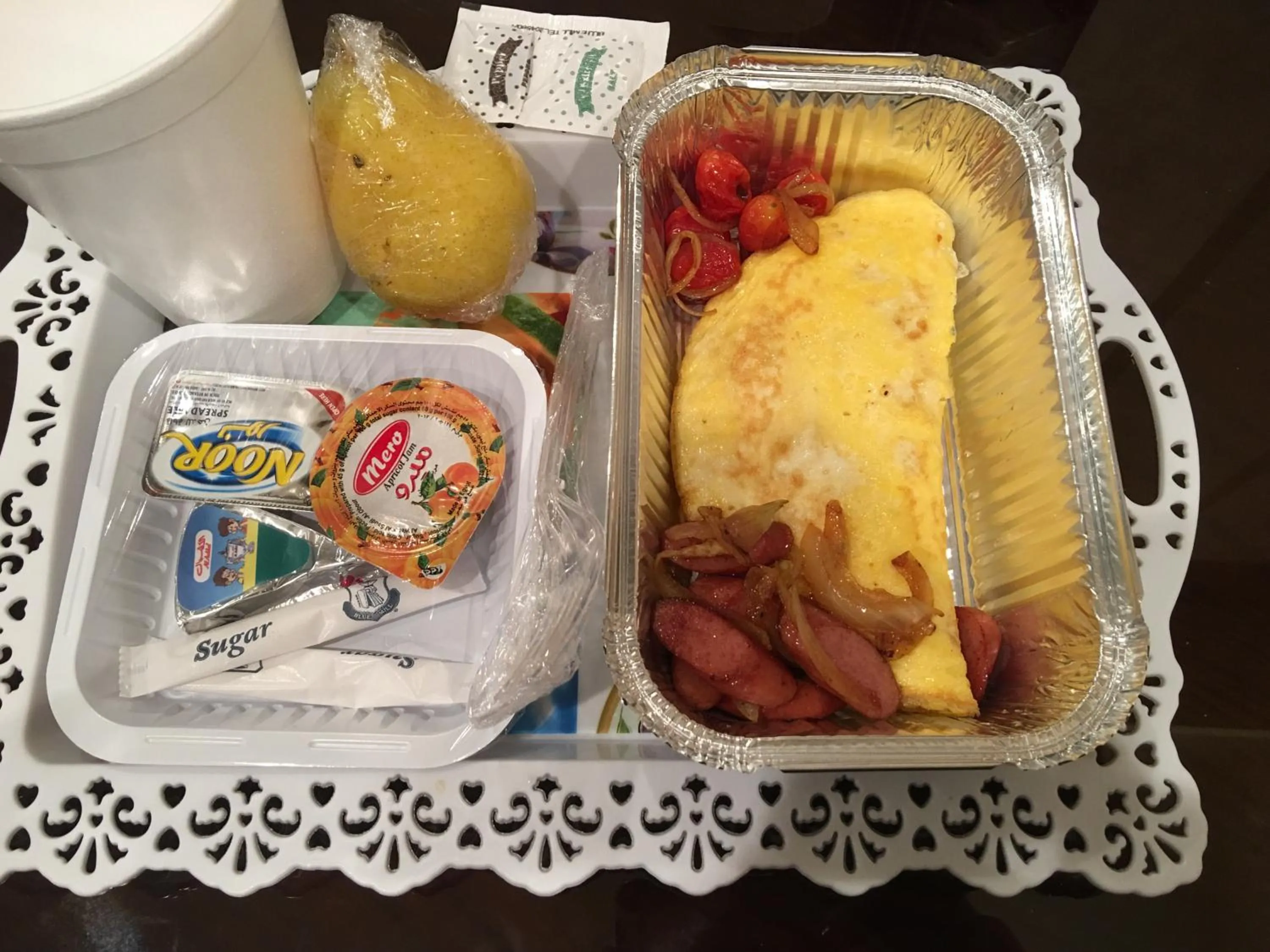 American breakfast in Aljazeera Hotel Apartments