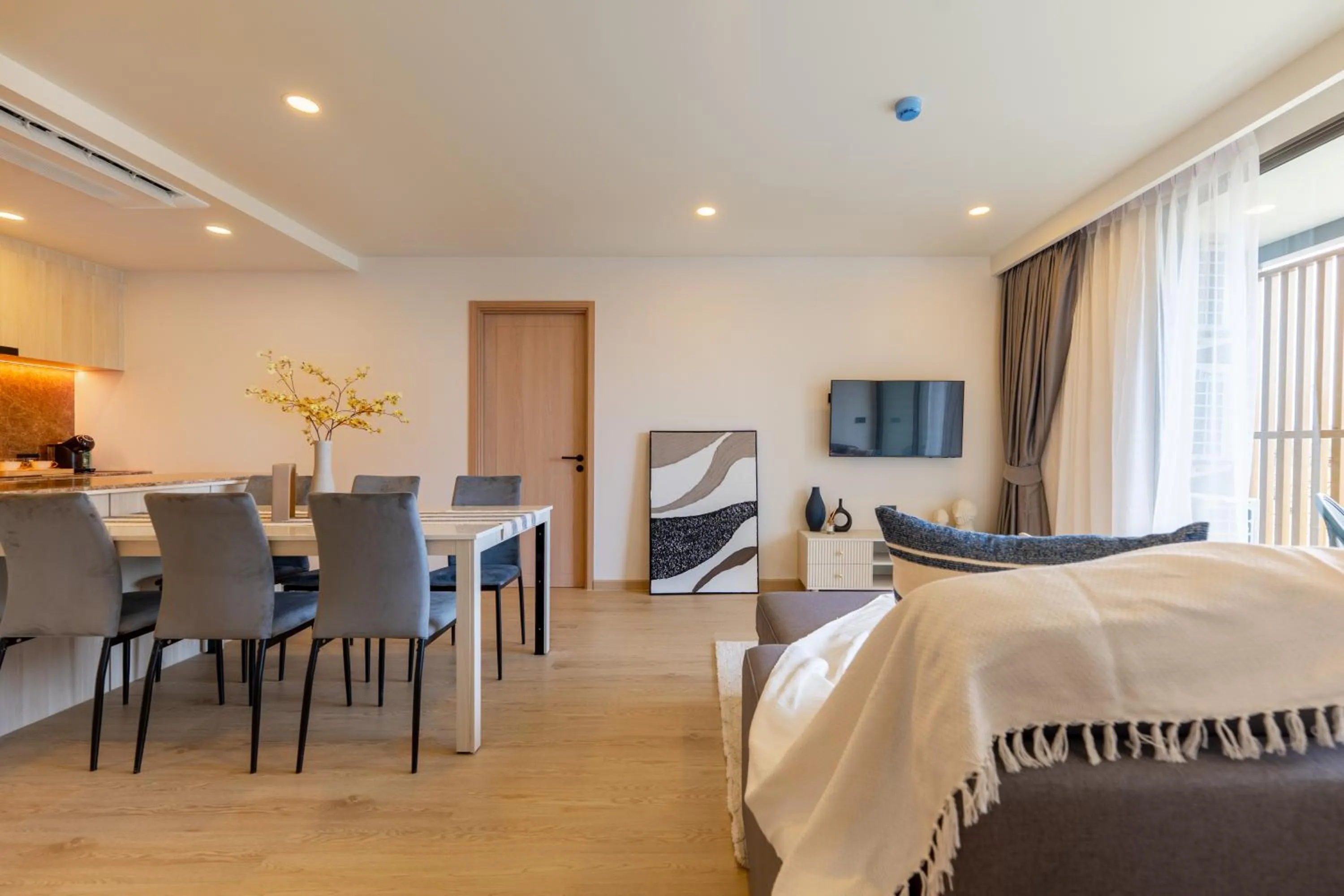 Living room, Bed in The Ozone Residences Bangtao