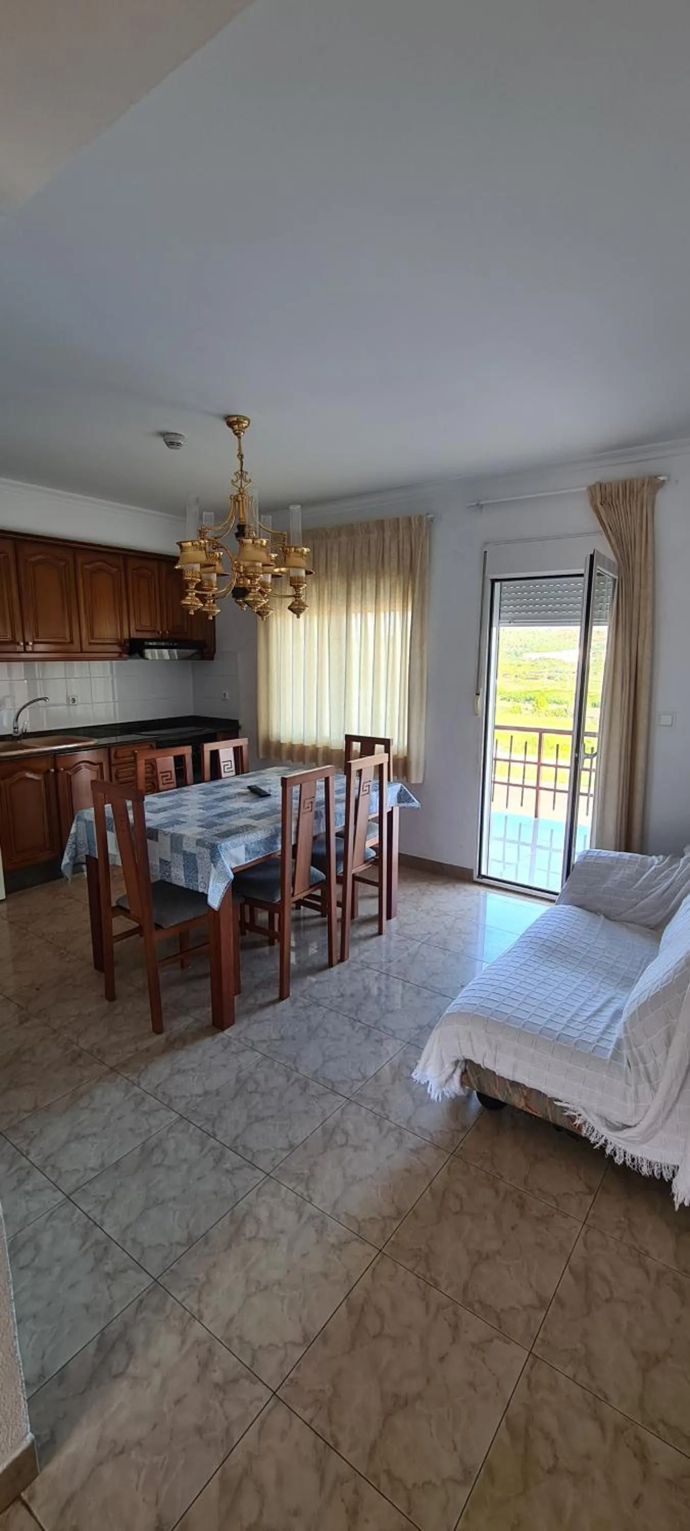 Kitchen or kitchenette, Bed in Complejo Turistico la Pinada