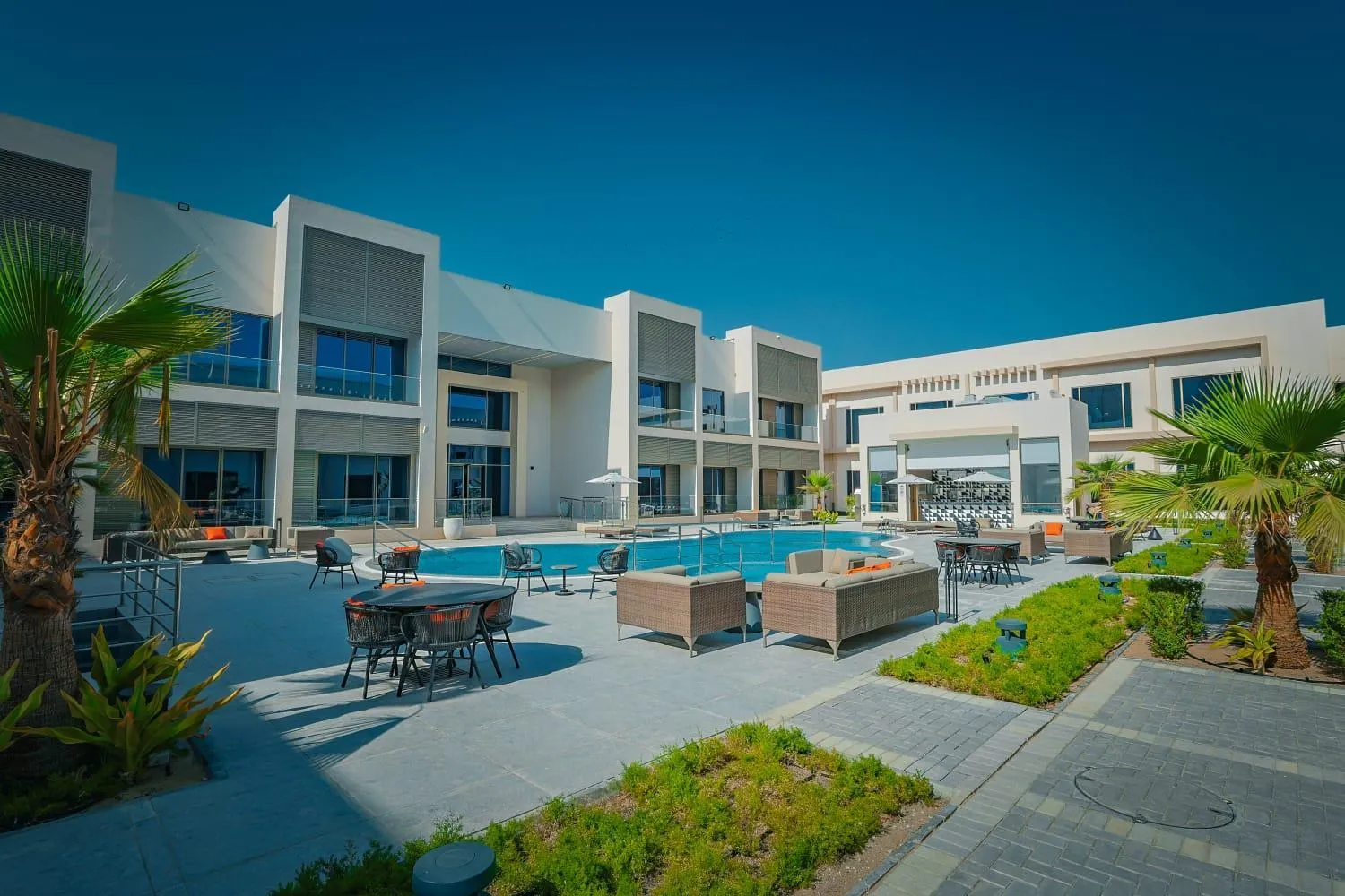Pool view in First Grand Hotel