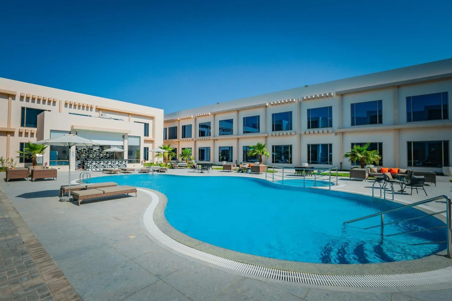 Pool view in First Grand Hotel