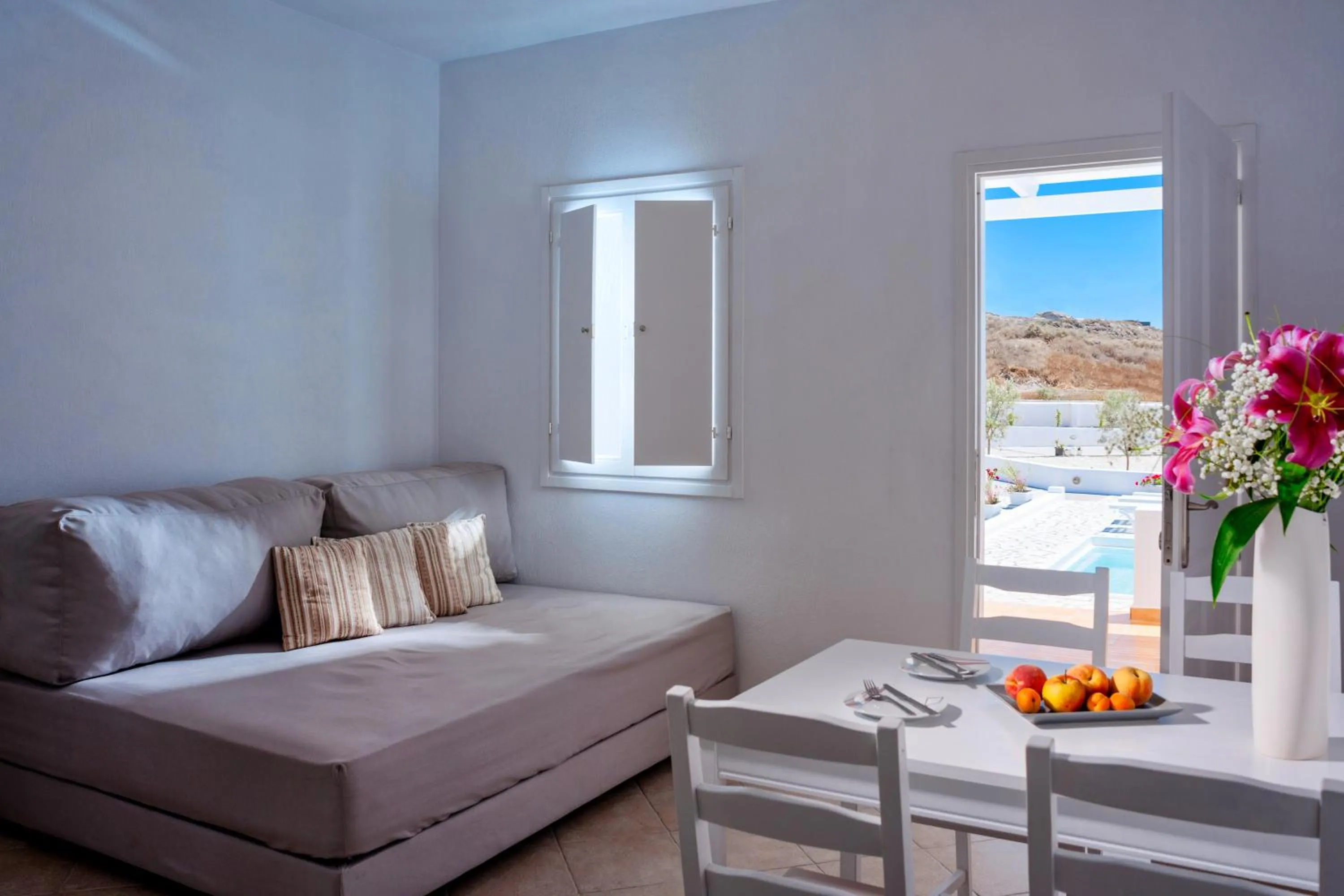 Balcony/Terrace, Bed in Katharos Pool Villas
