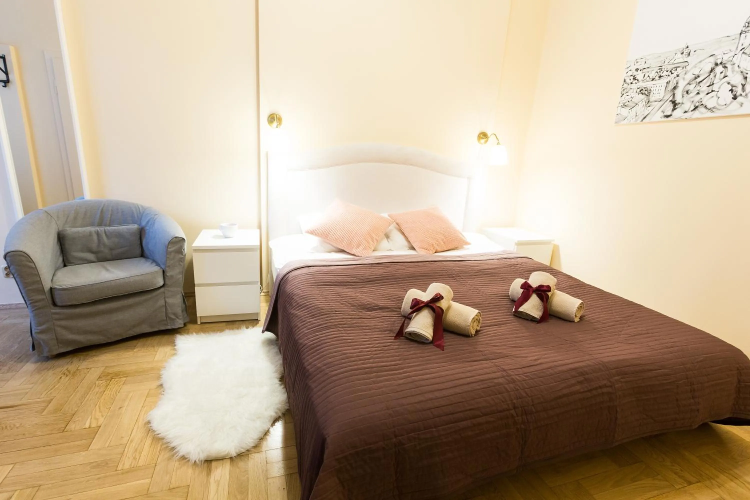 Bed in Apartments Roman