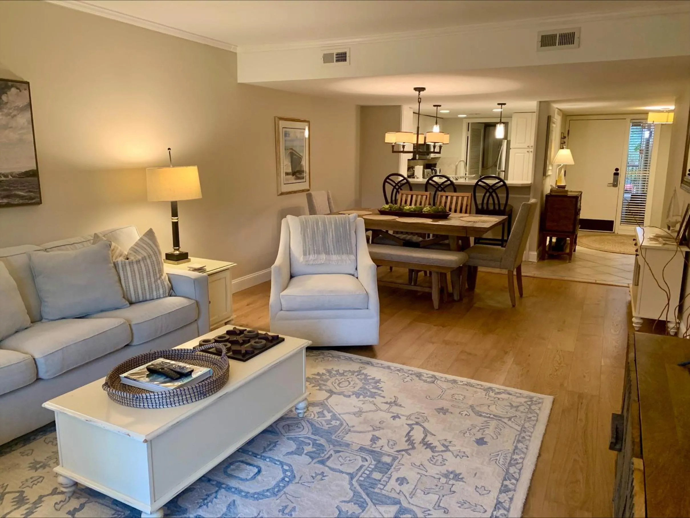 Living room in 470 Plantation Club Villas at The Sea Pines Resort