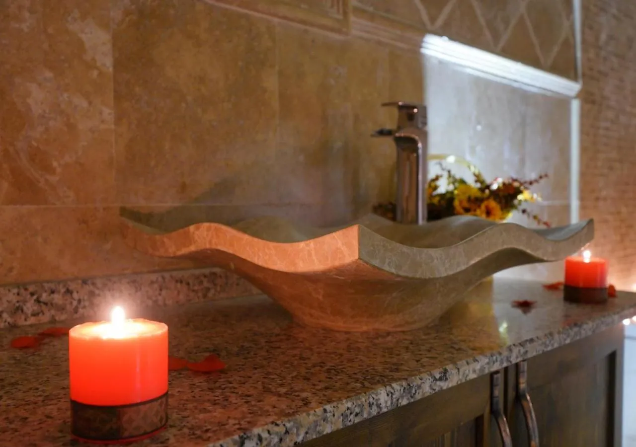 Bathroom in ShoeString Stone House