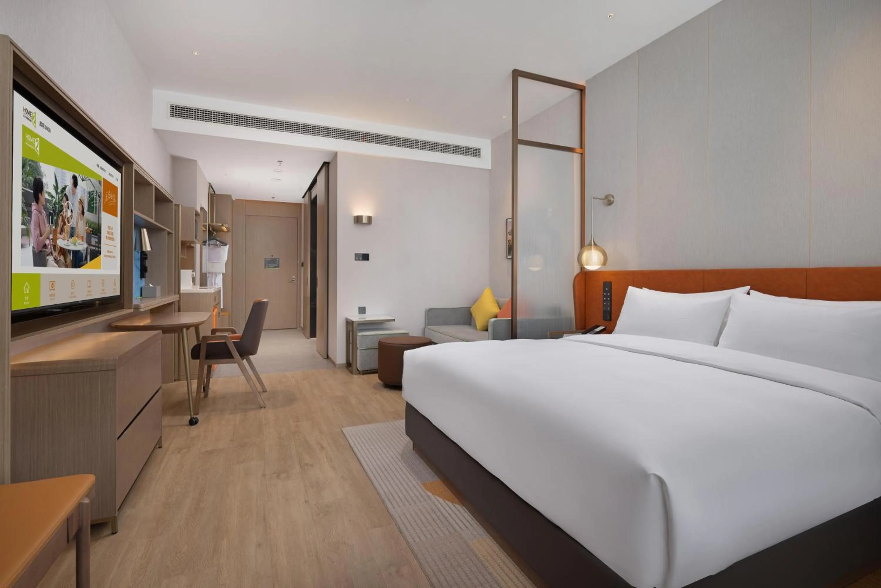 Bed in Home2 Suite by Hilton Nantong Vientiane City