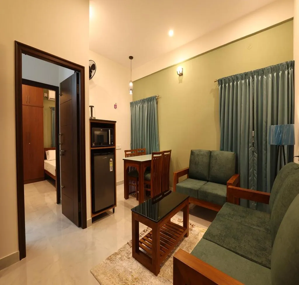 Seating area in Olivette Suites