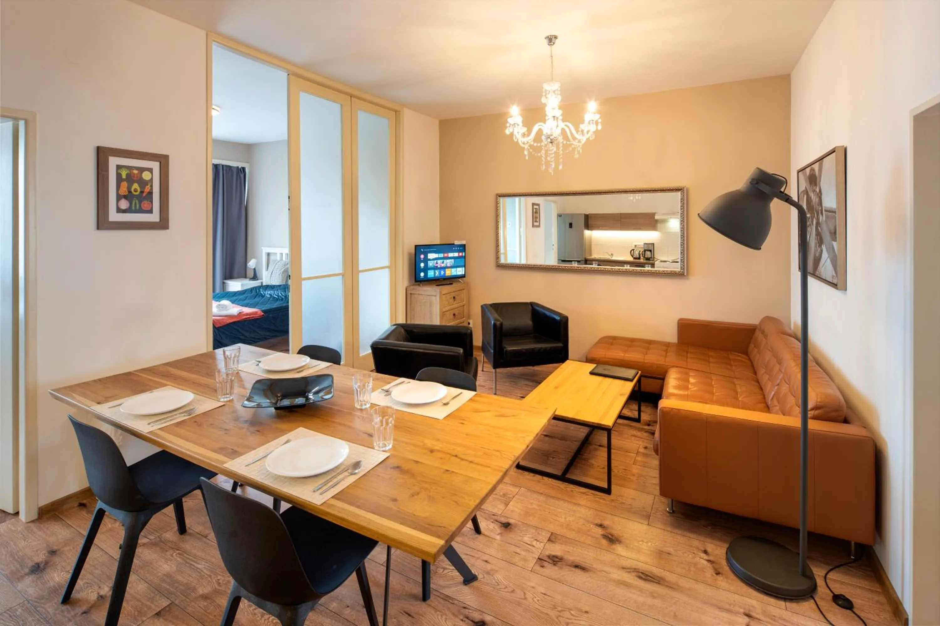 Kitchen or kitchenette in New Town - Apple Apartments