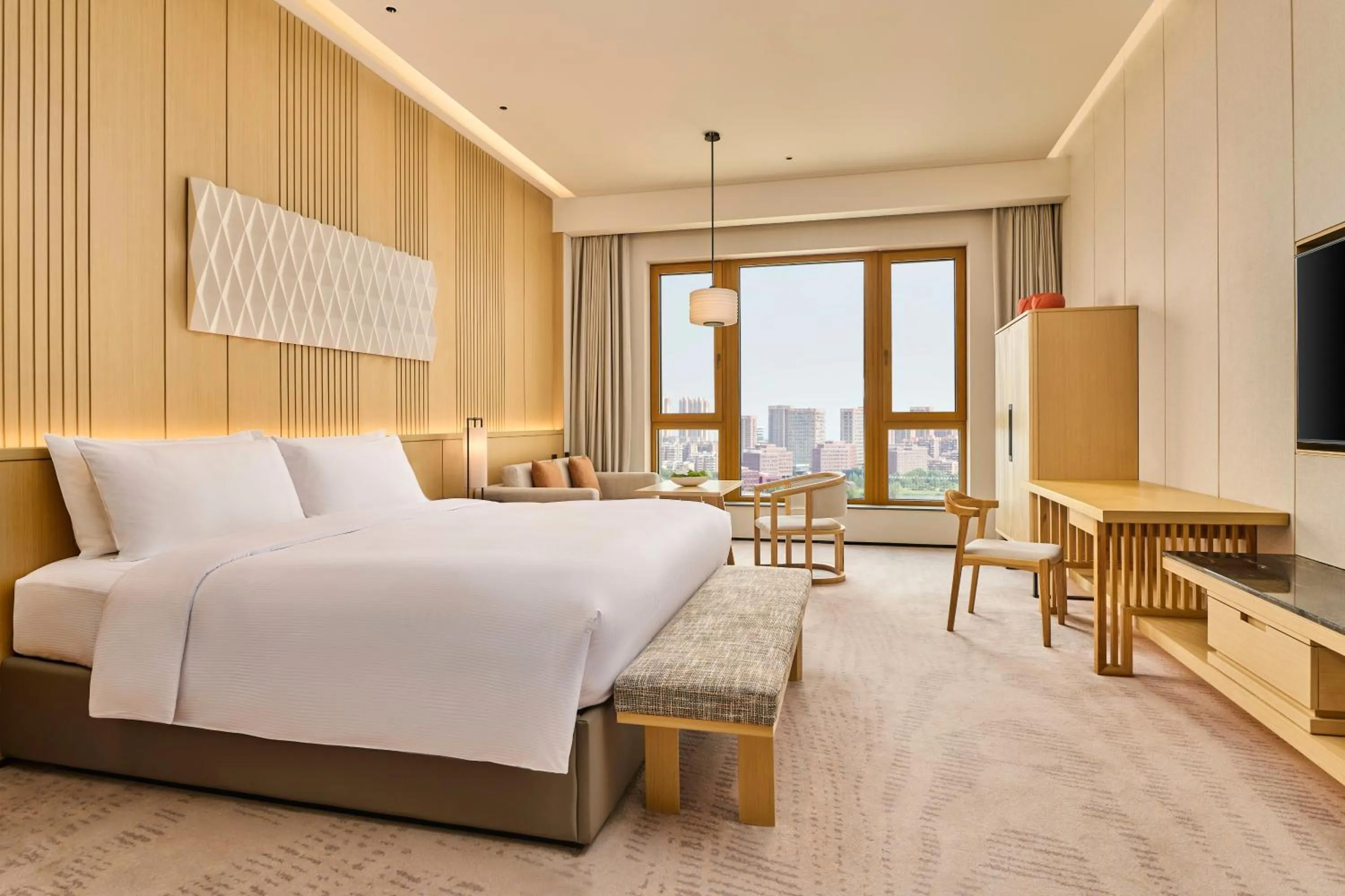 City view, Bed in Secan Hotel Qingdao, Curio Collection By Hilton