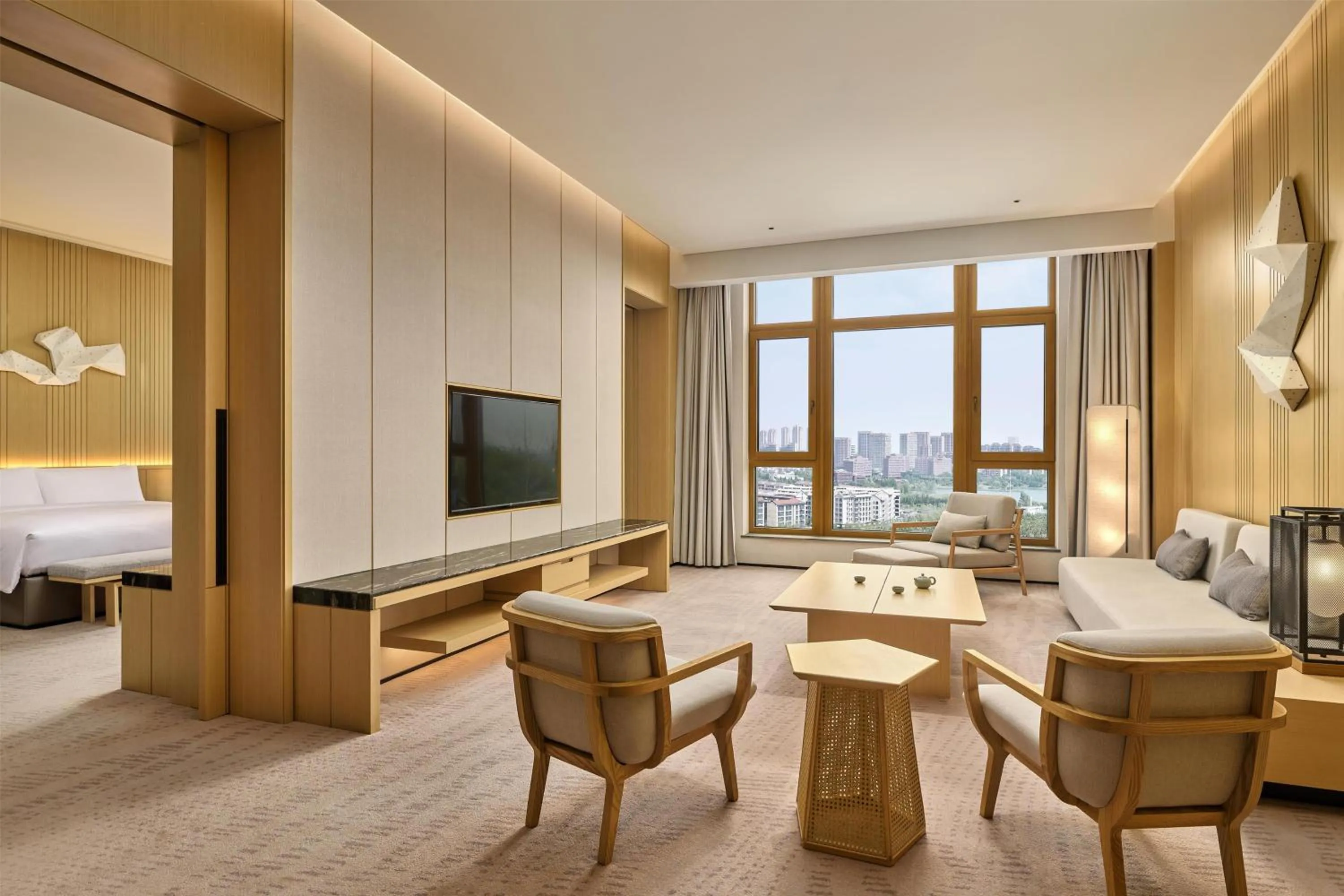 Living room, Bed in Secan Hotel Qingdao, Curio Collection By Hilton