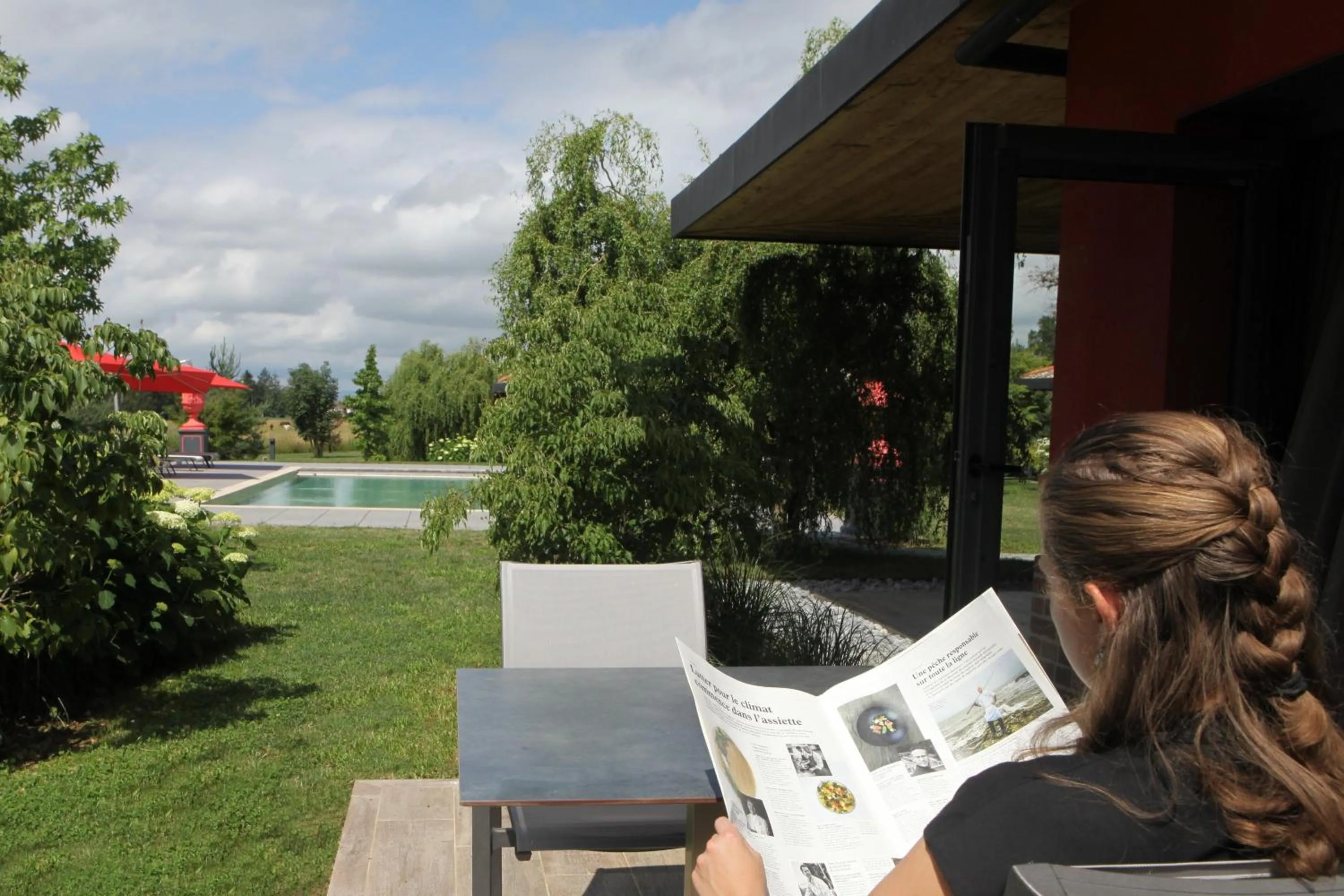 Pool view in Hôtel du Bois Blanc Domaine d'Epeyssoles Georges Blanc