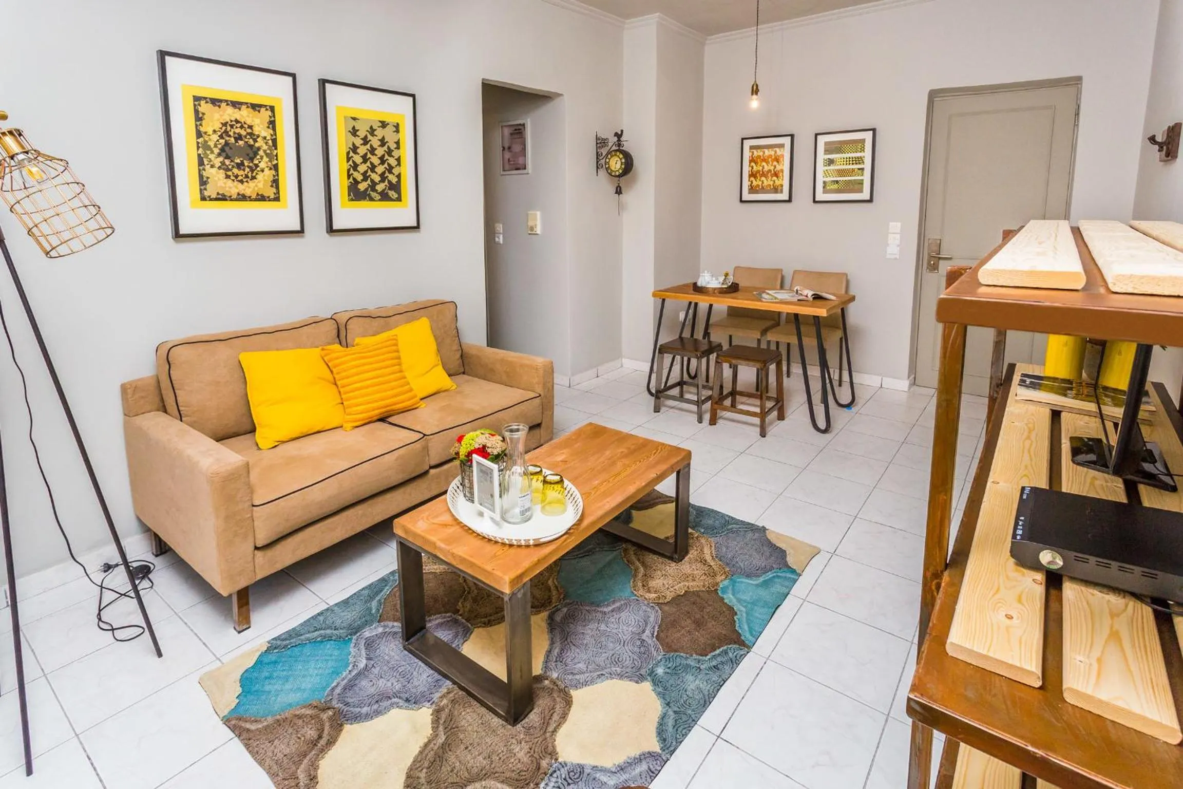 Seating area in Aris Athens Suites