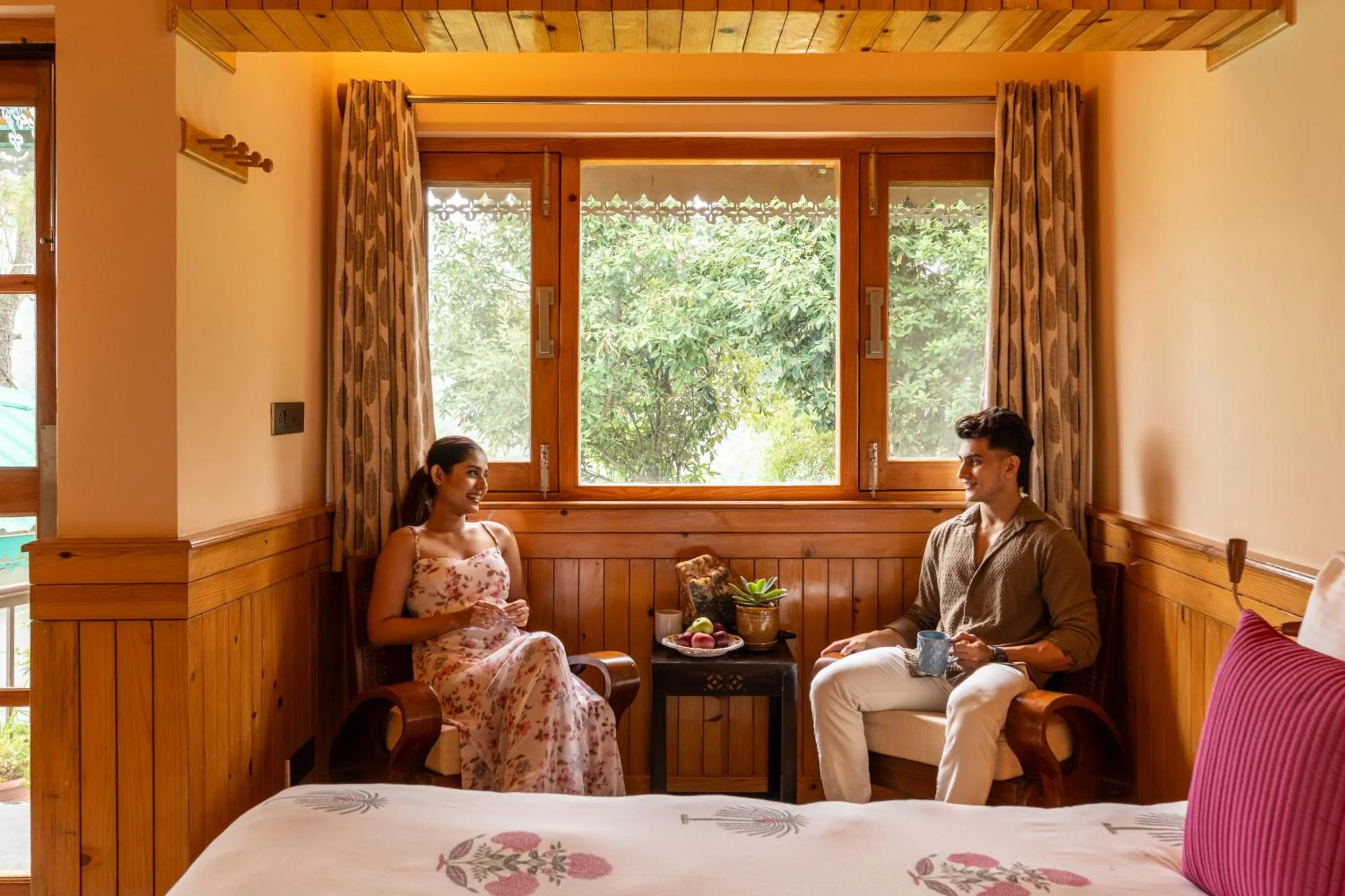 Bed in Parvada Bungalows