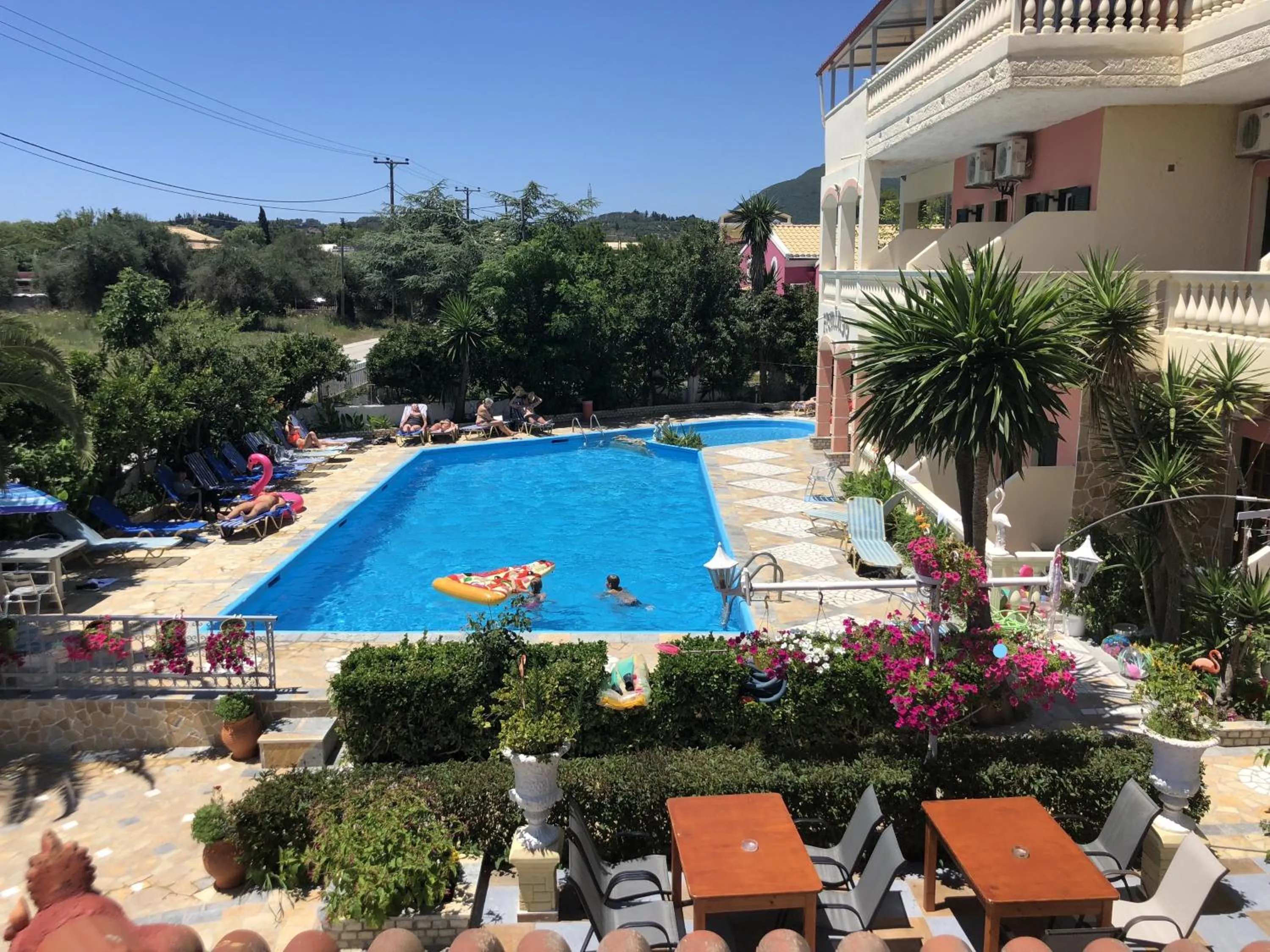 Pool view in Flamingo Apartments Moraitika Corfu