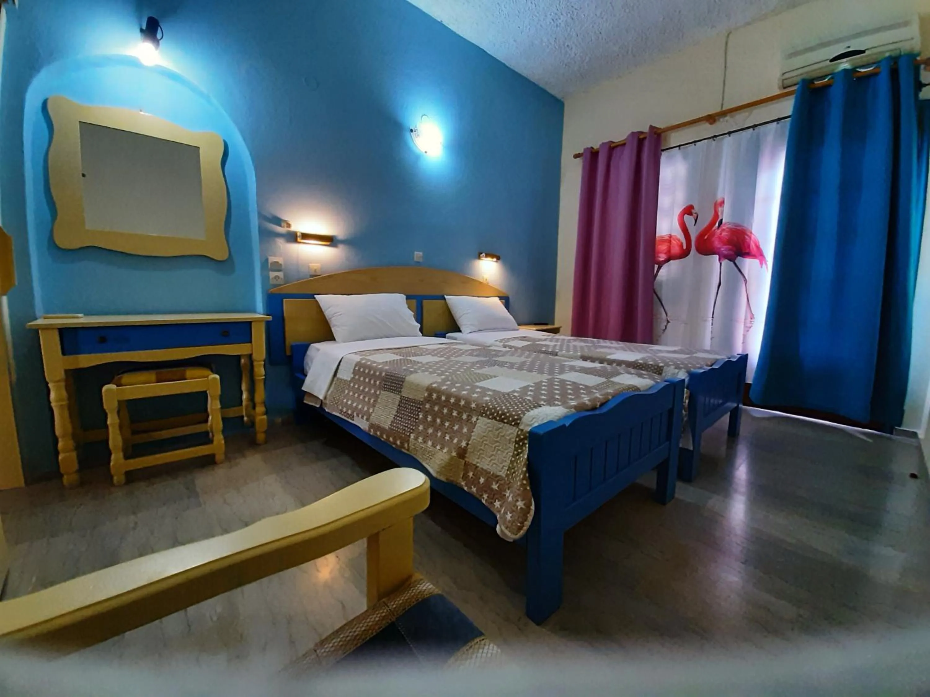 Bed in Flamingo Apartments Moraitika Corfu