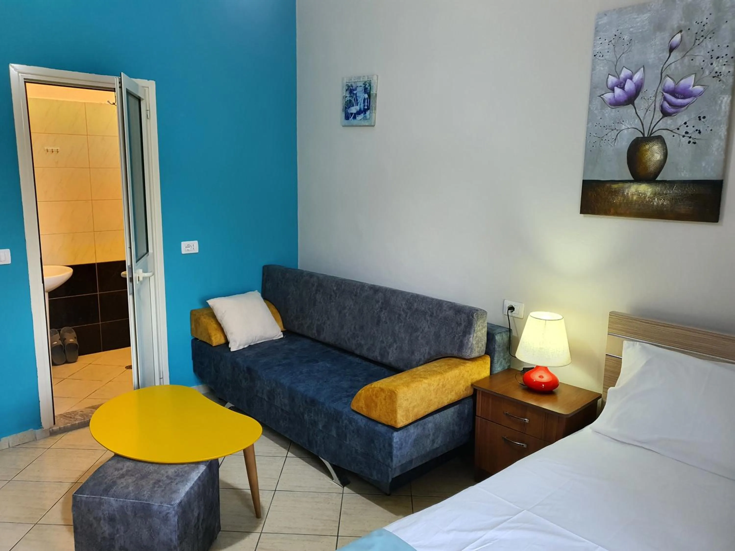 Seating area, Bed in My Apartments Durres