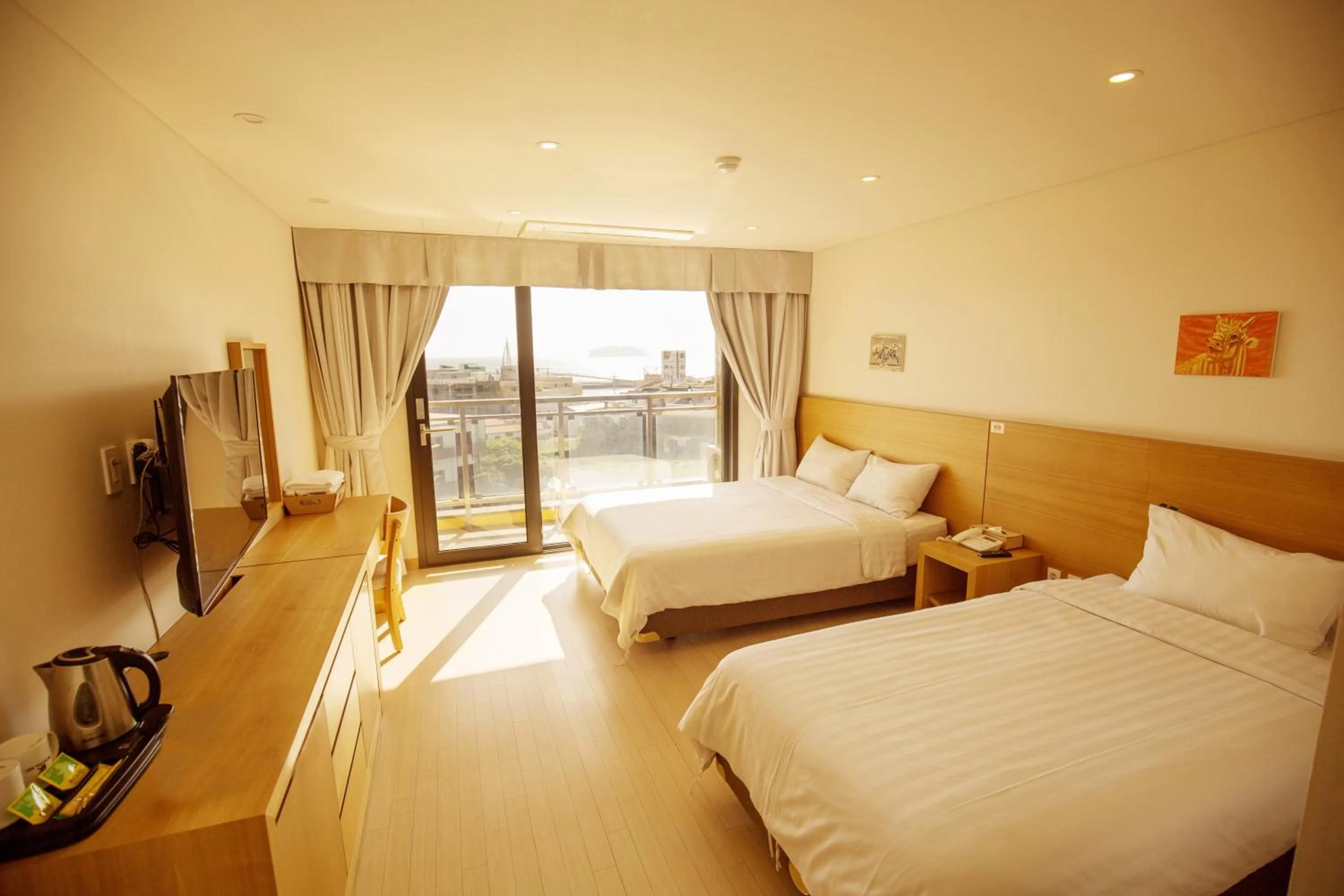 Photo of the whole room, Bed in BK Hotel Jeju