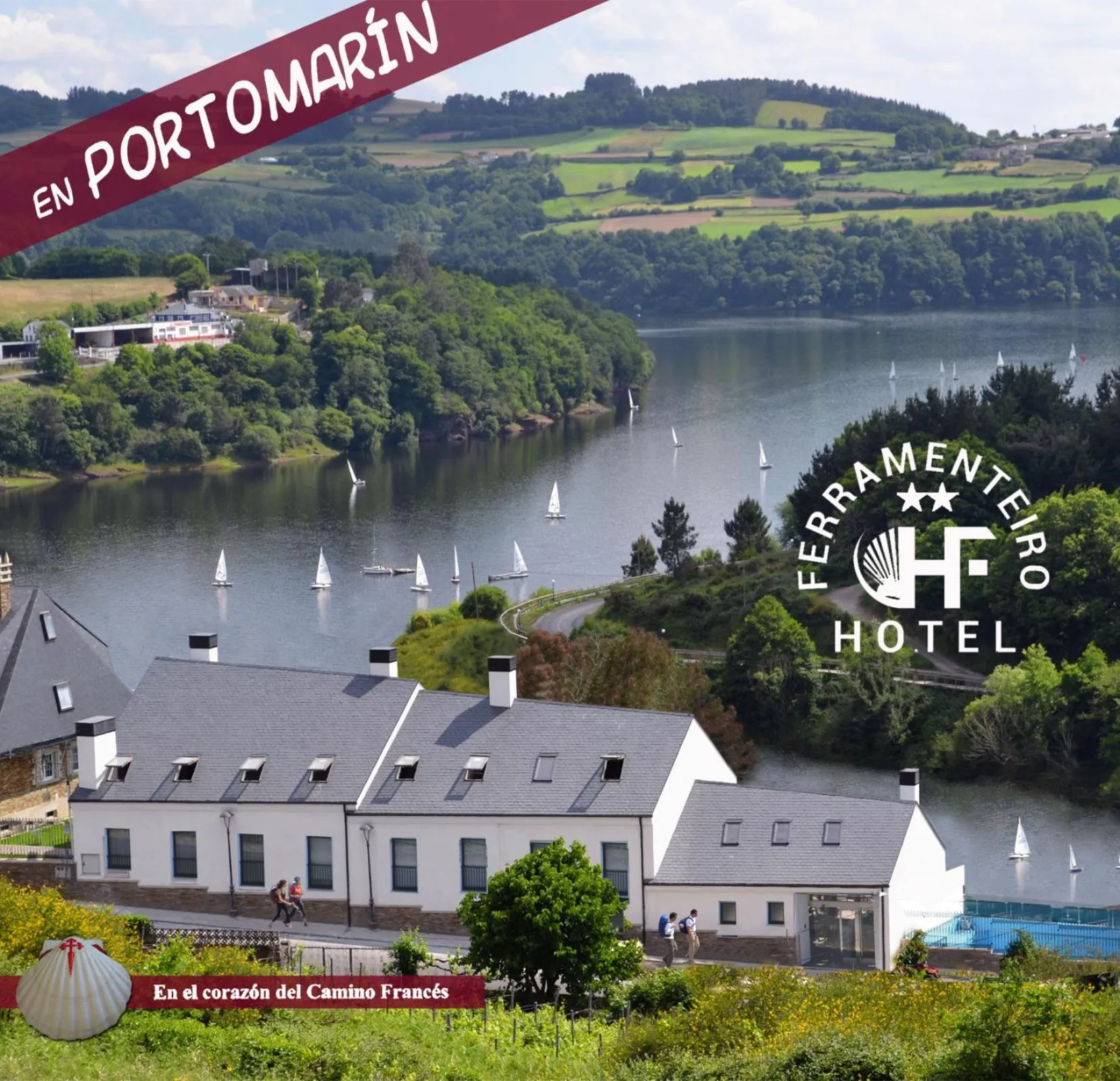 Text overlay in Hotel Ferramenteiro de Portomarin