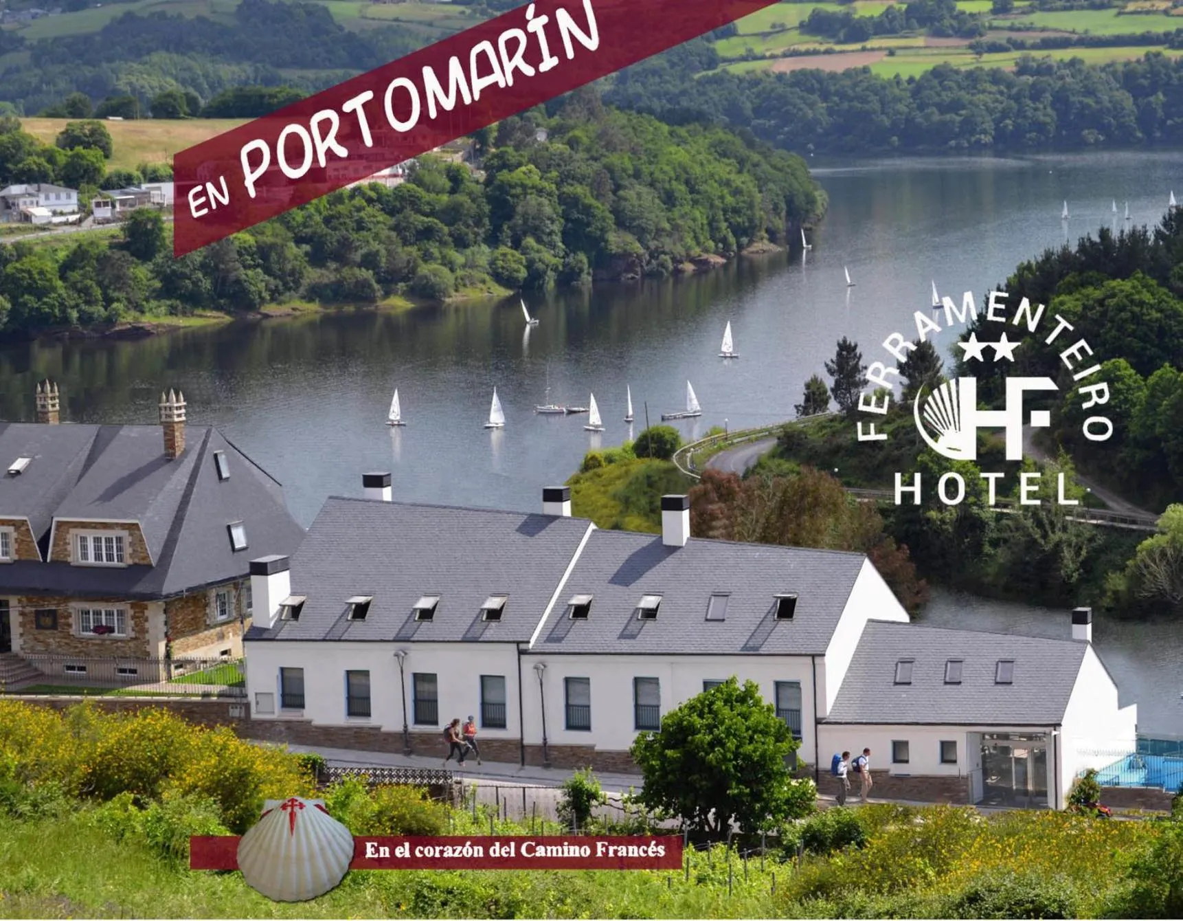Text overlay in Hotel Ferramenteiro de Portomarin