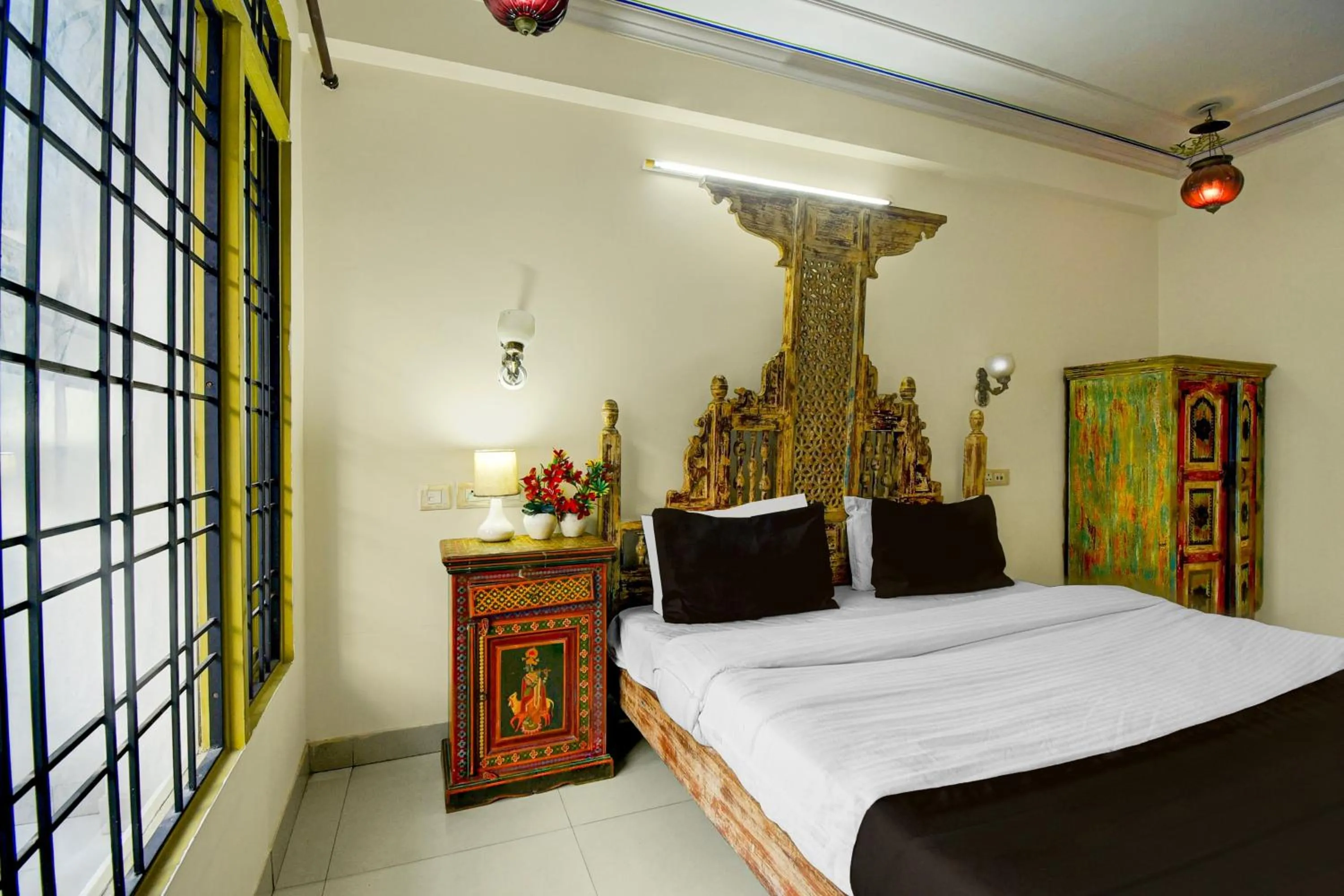 Bedroom, Bed in Super Collection O Jal Mahal Jaipur Formerly Little Ganesha Inn