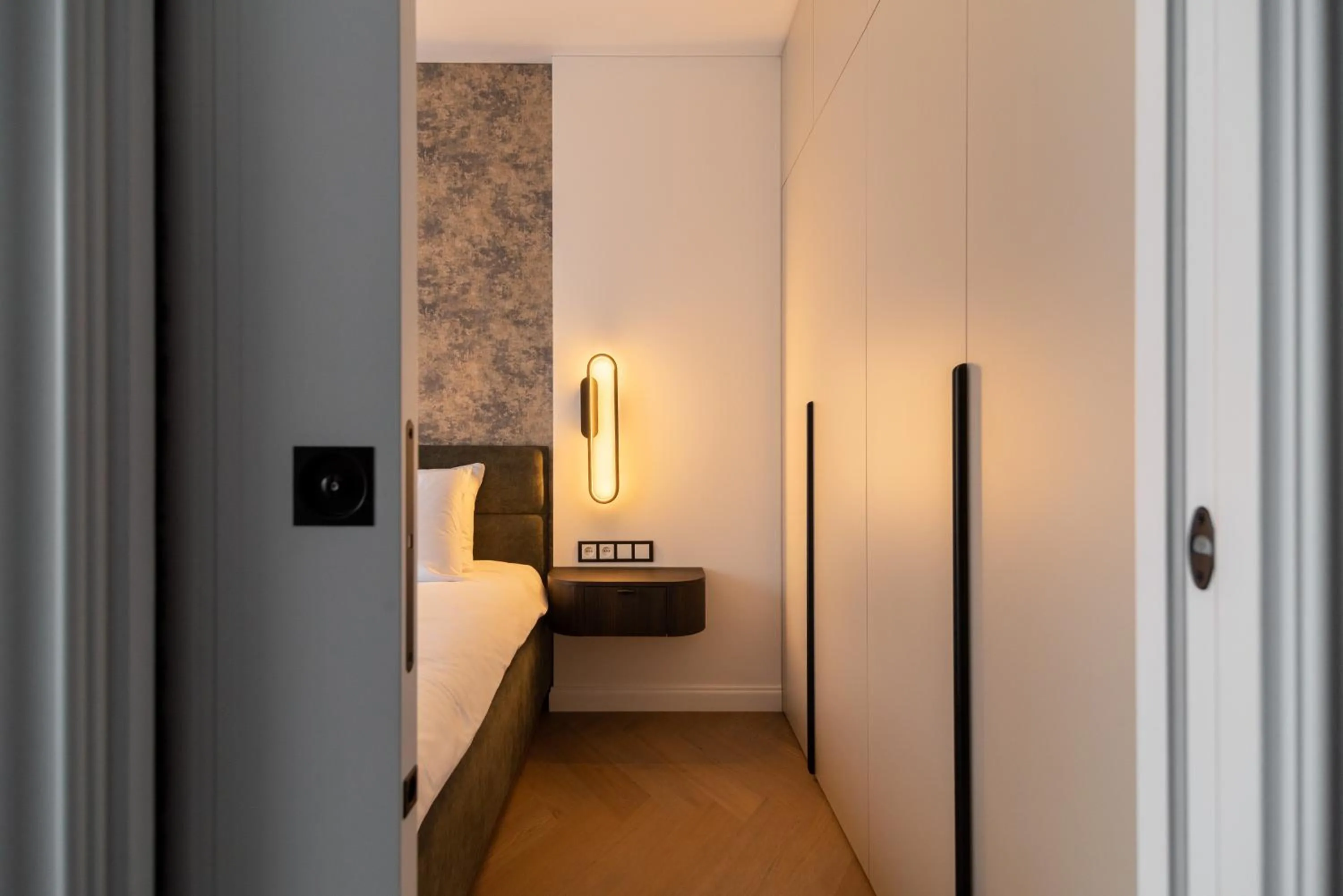Bed in Aparthotel Nemunas