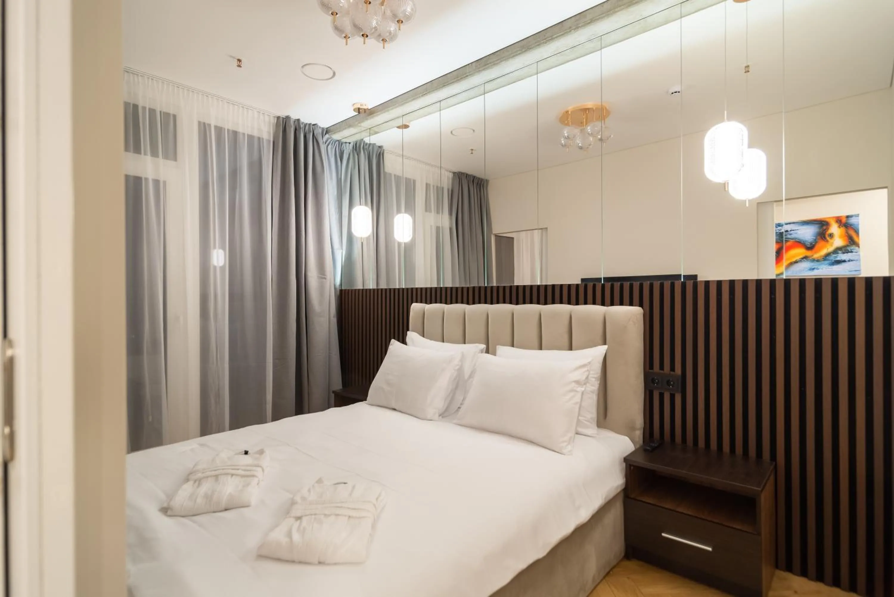Bed in Aparthotel Nemunas