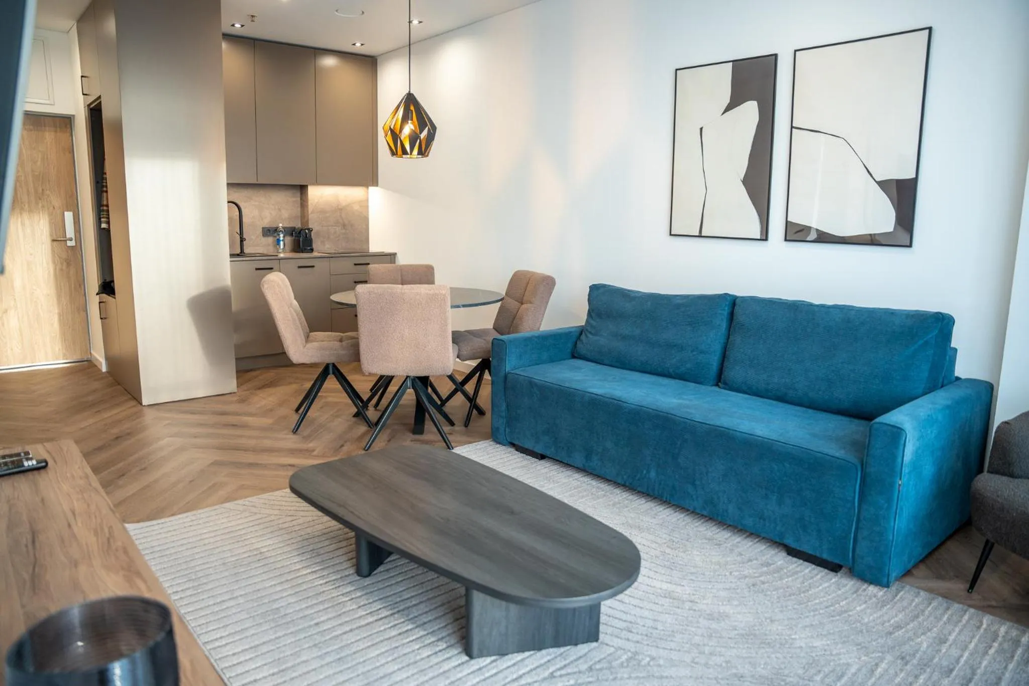Kitchen or kitchenette in Aparthotel Nemunas