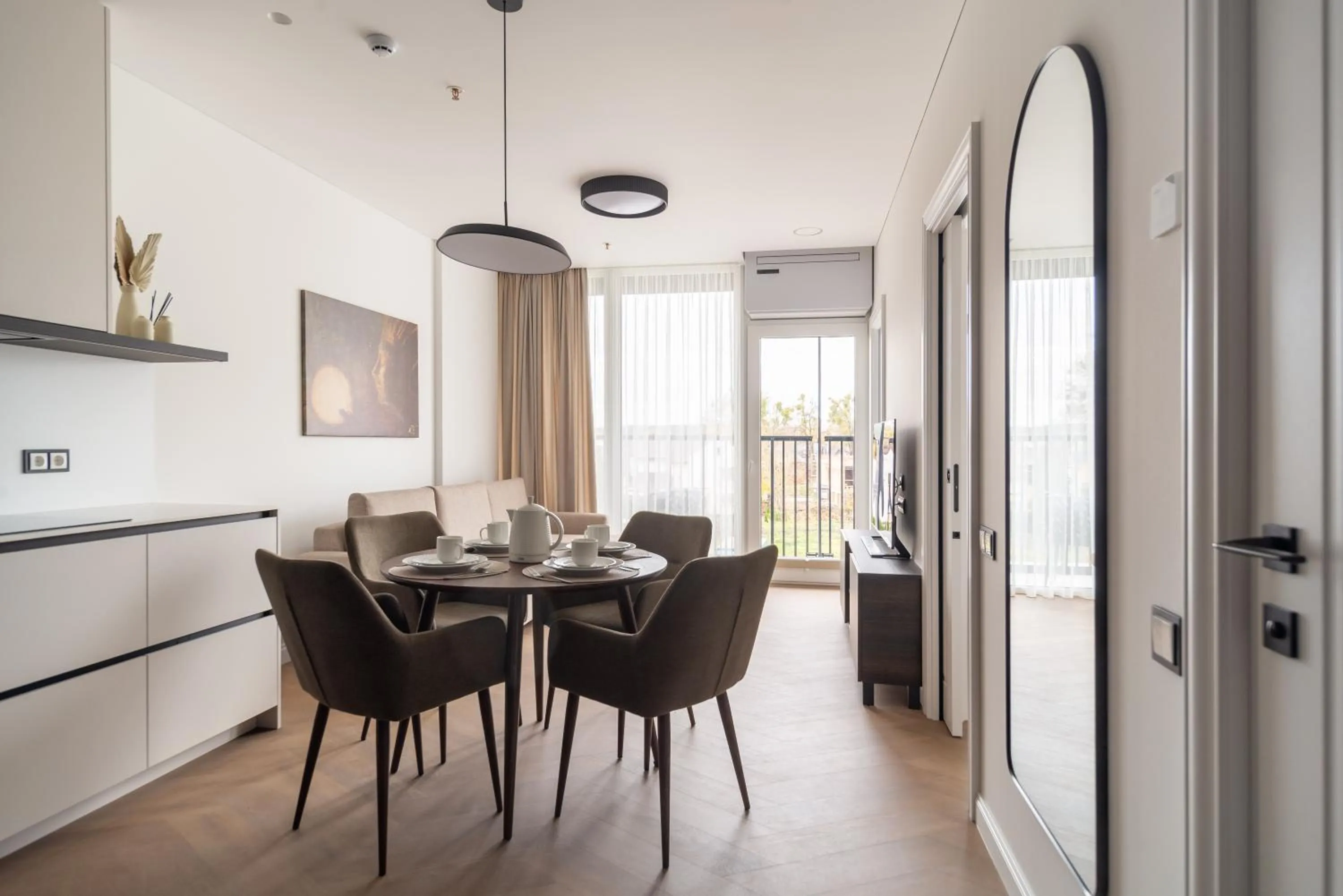 Kitchen or kitchenette in Aparthotel Nemunas