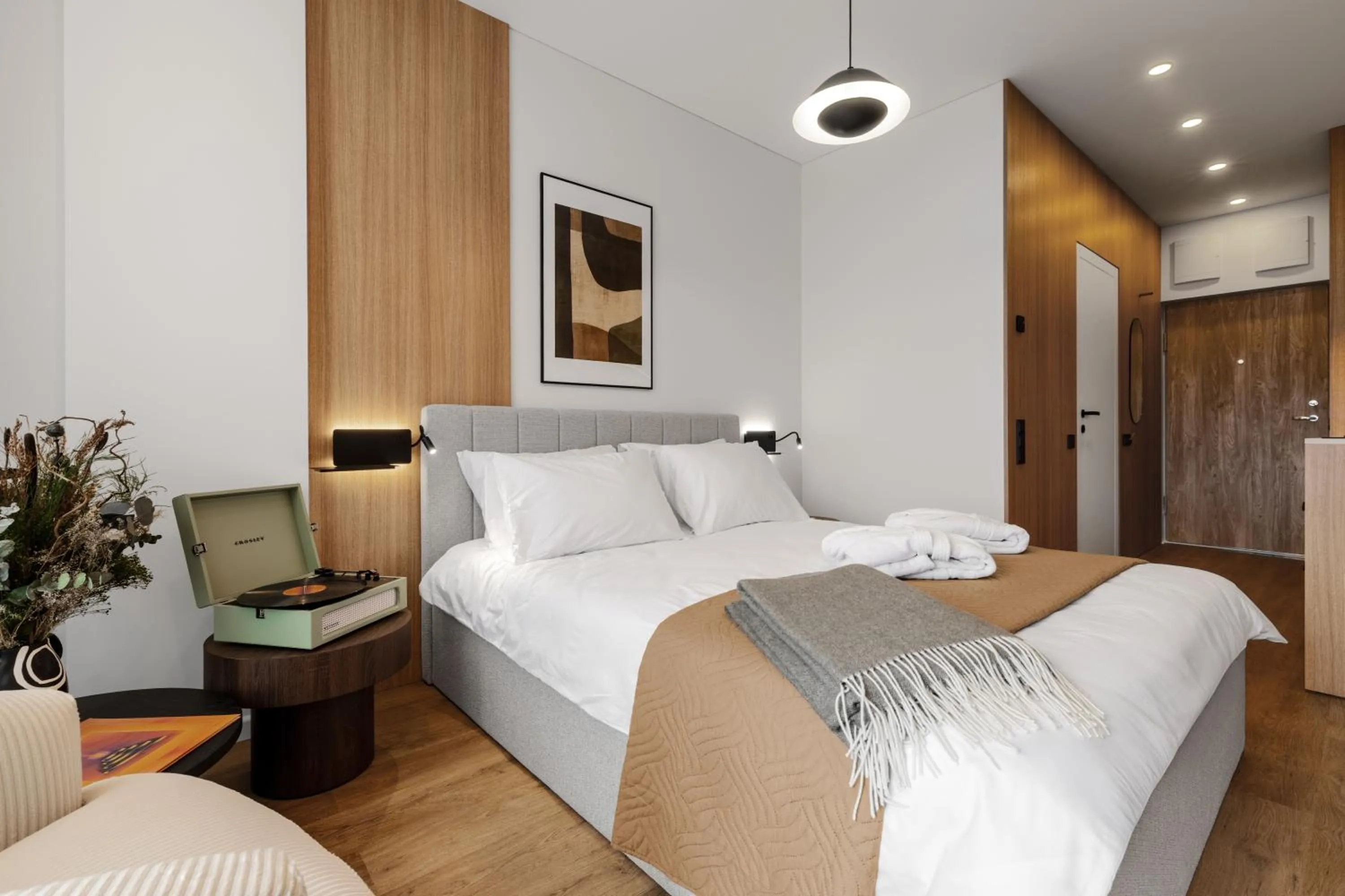 Bed in Aparthotel Nemunas