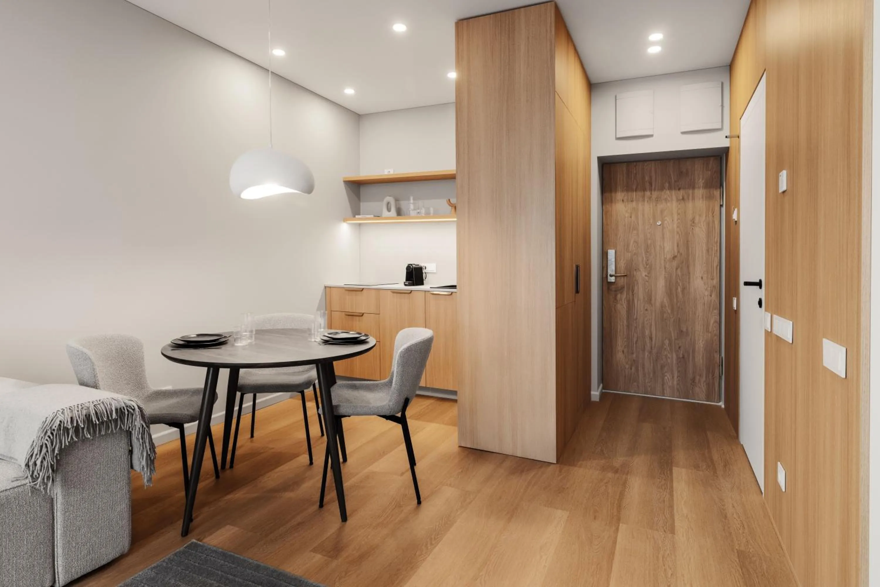 Kitchen or kitchenette in Aparthotel Nemunas