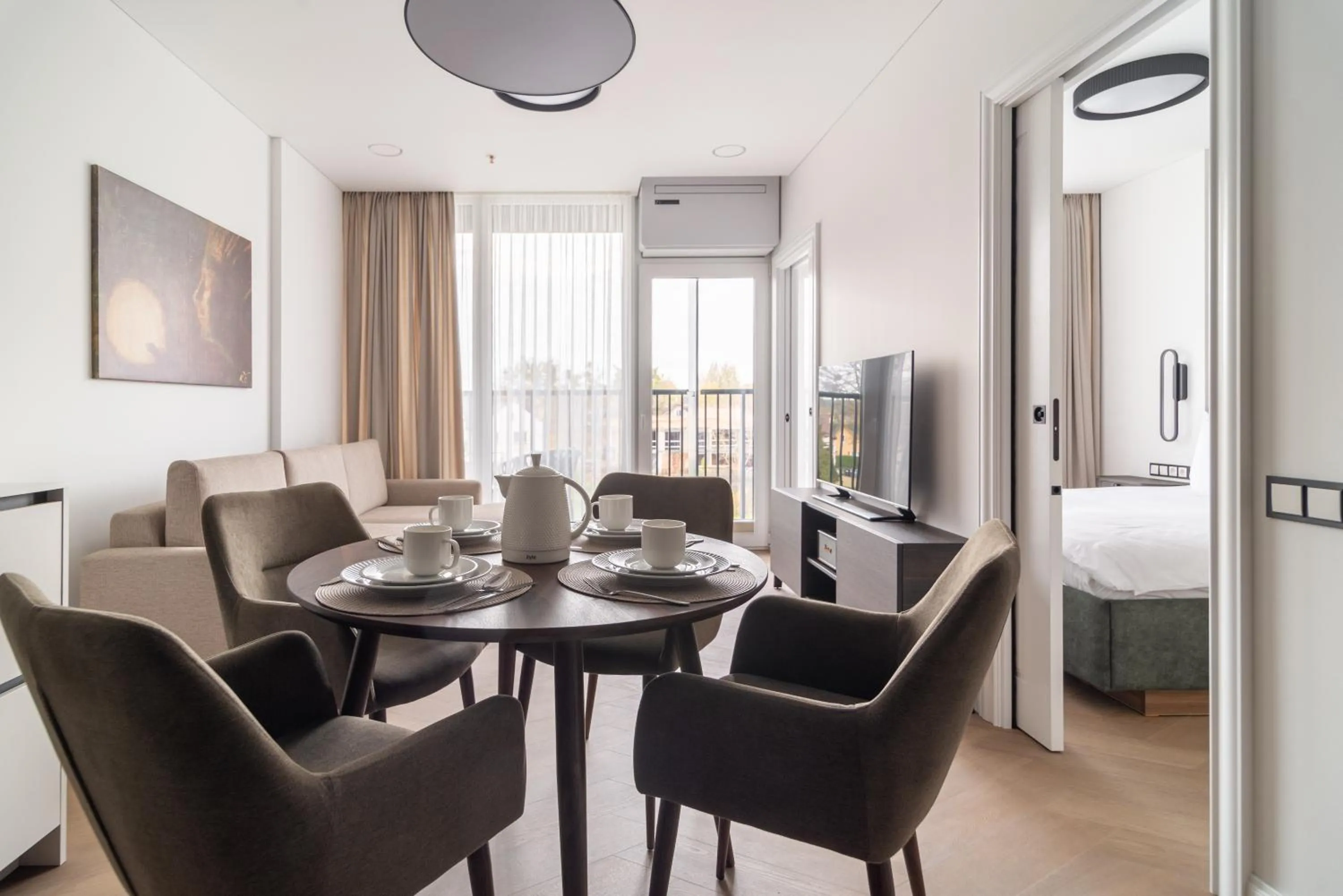 View (from property/room), Bed in Aparthotel Nemunas