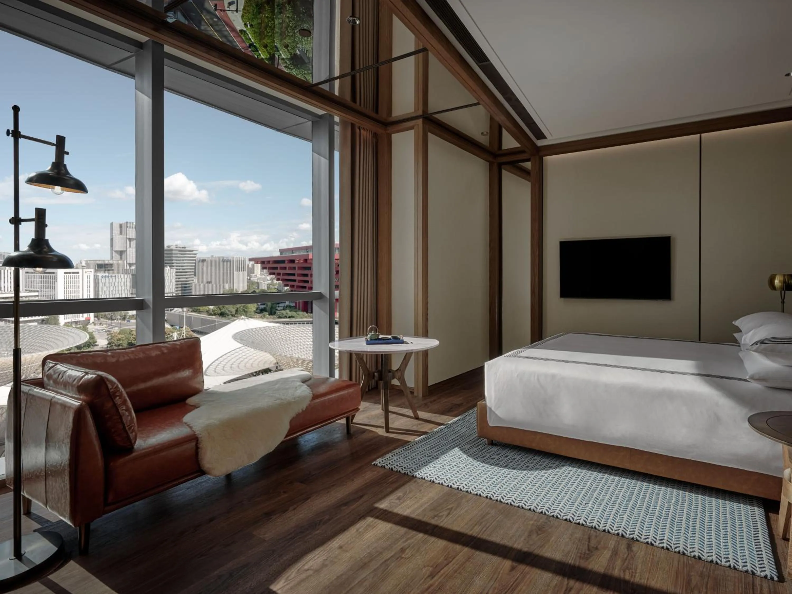 View (from property/room), Bed in Thompson Shanghai Expo