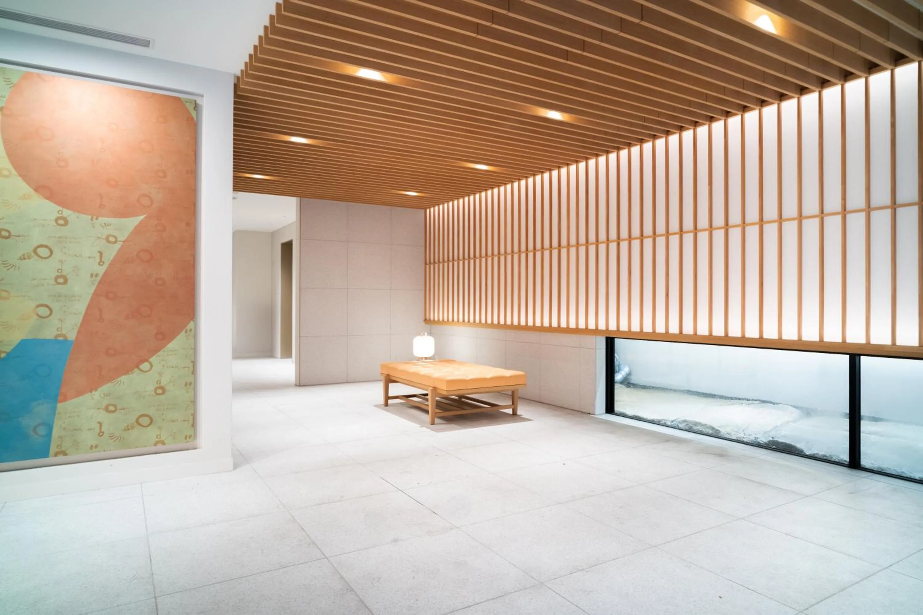 Lobby or reception, Bed in KIORI Collection Shinmachi