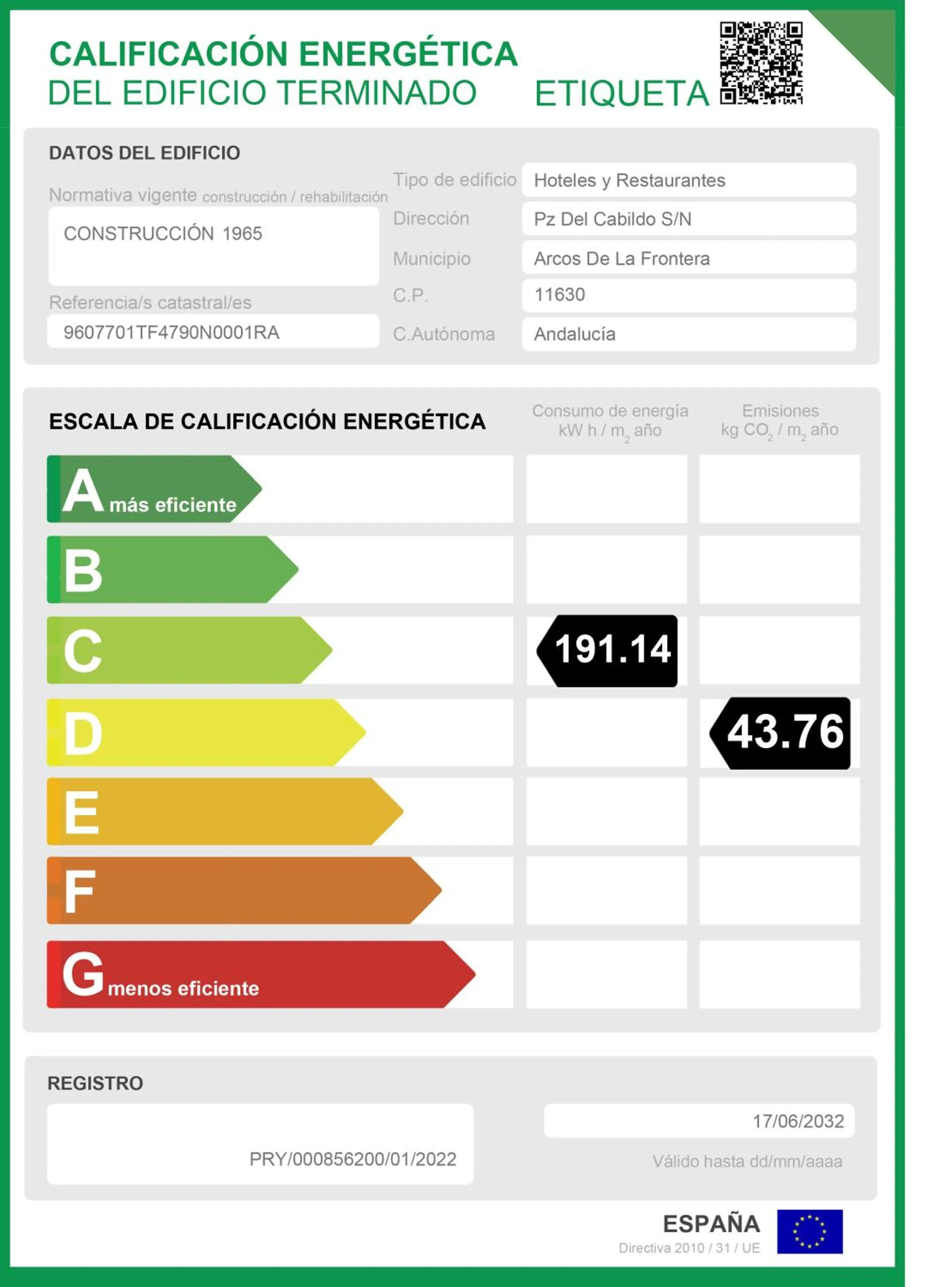 Logo/Certificate/Sign in Parador de Arcos de la Frontera