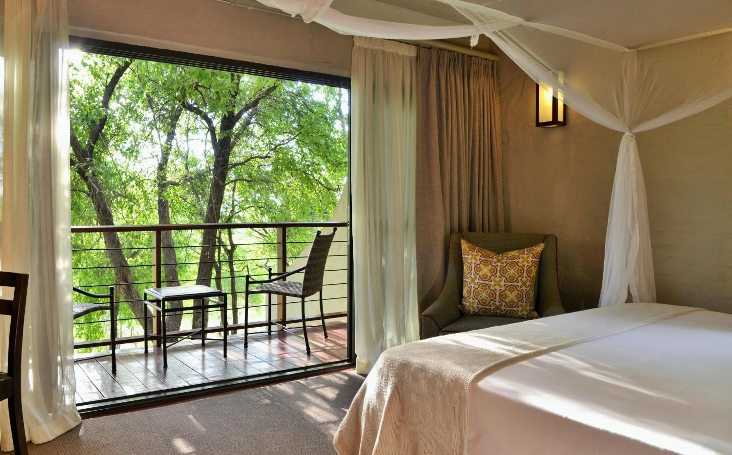 Balcony/Terrace, Bed in Victoria Falls Safari Suites