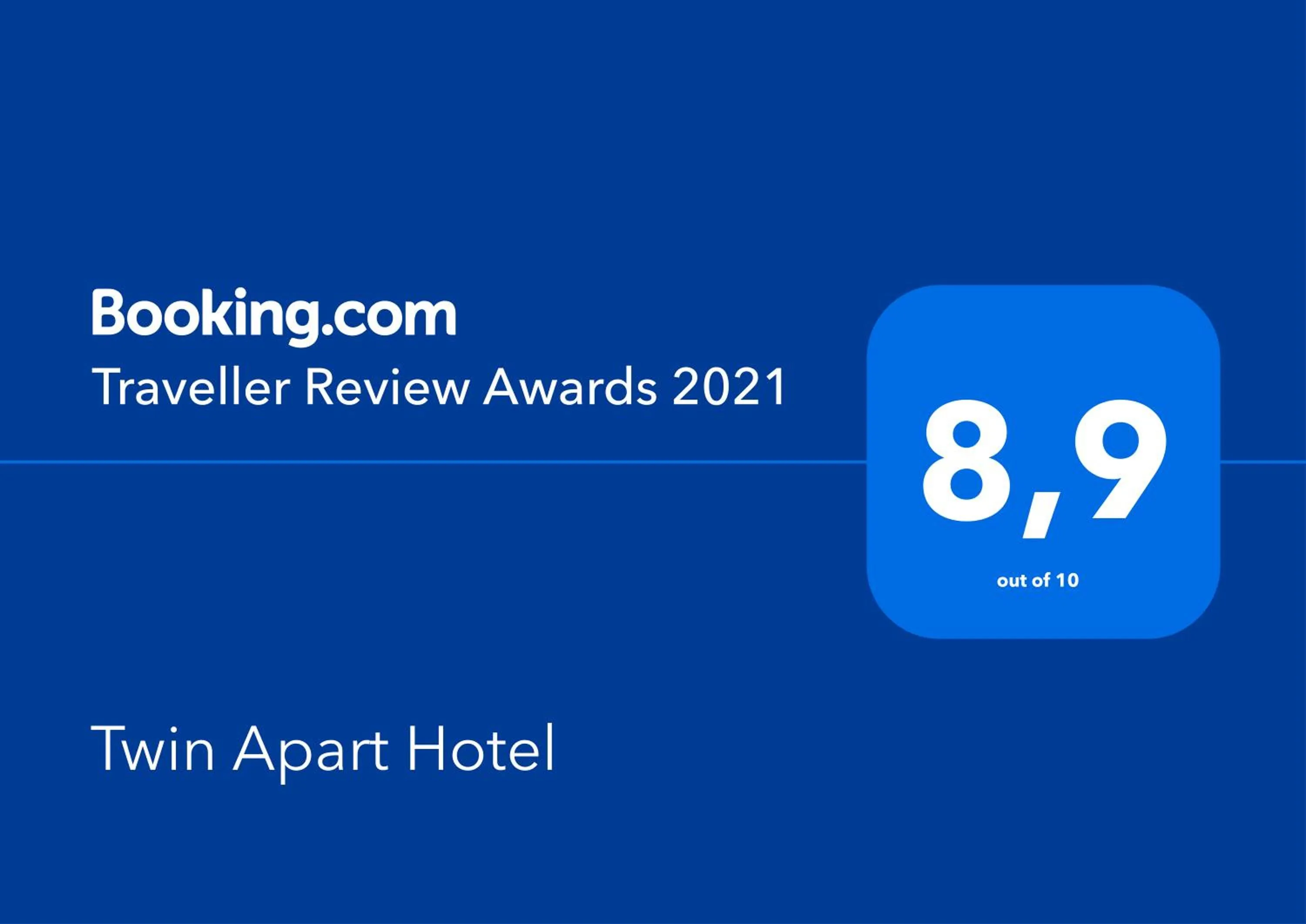 Certificate/Award in Twin Apart Hotel