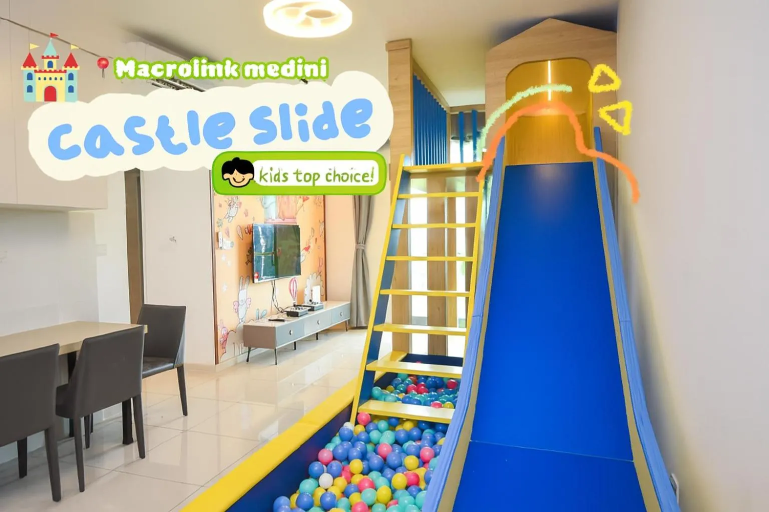 Two-Bedroom Apartment with Slide in Macrolink Medini Theme Suite by Nest Home - Near Legoland