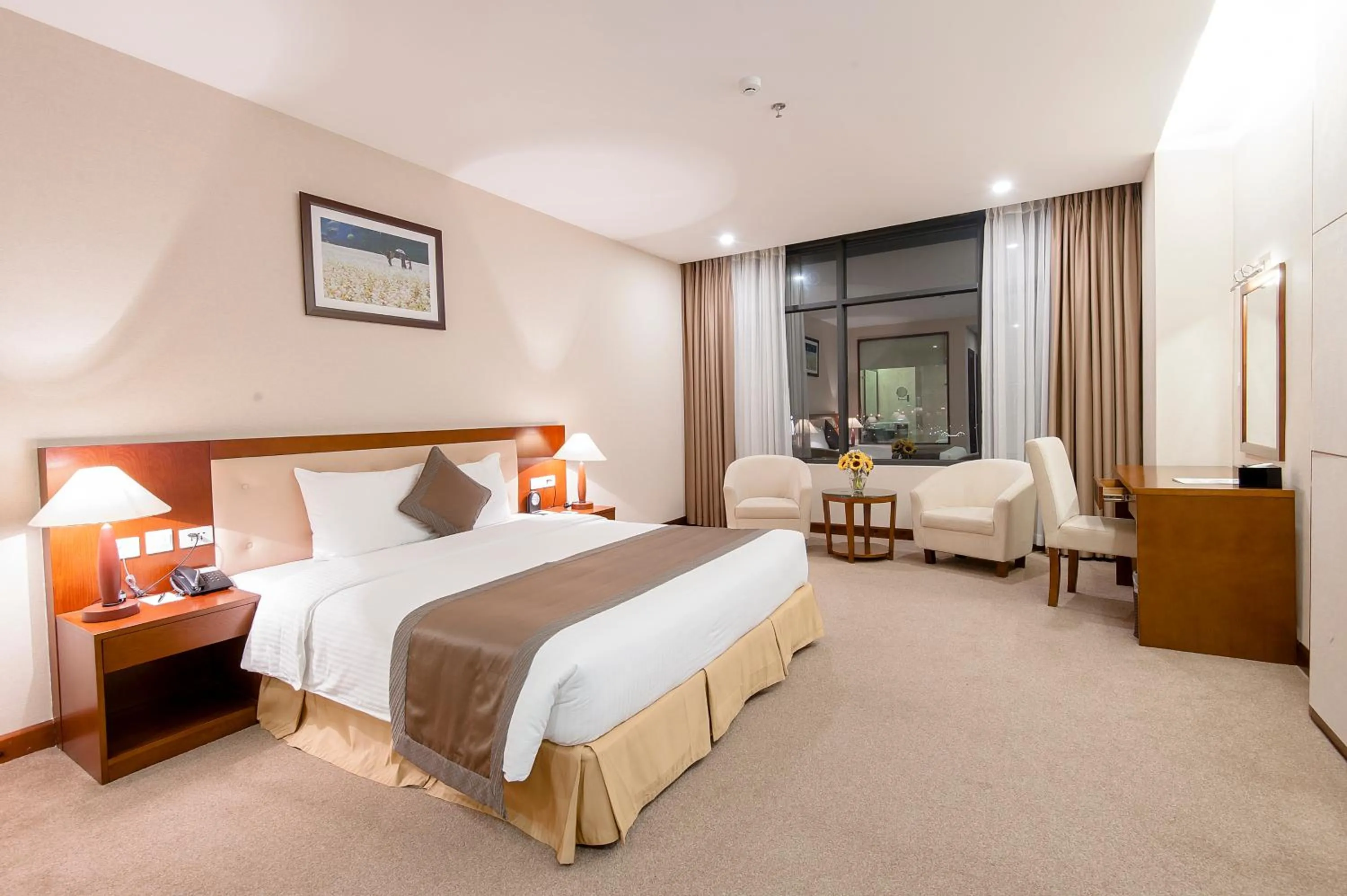 Bed in Muong Thanh Grand Lao Cai Hotel