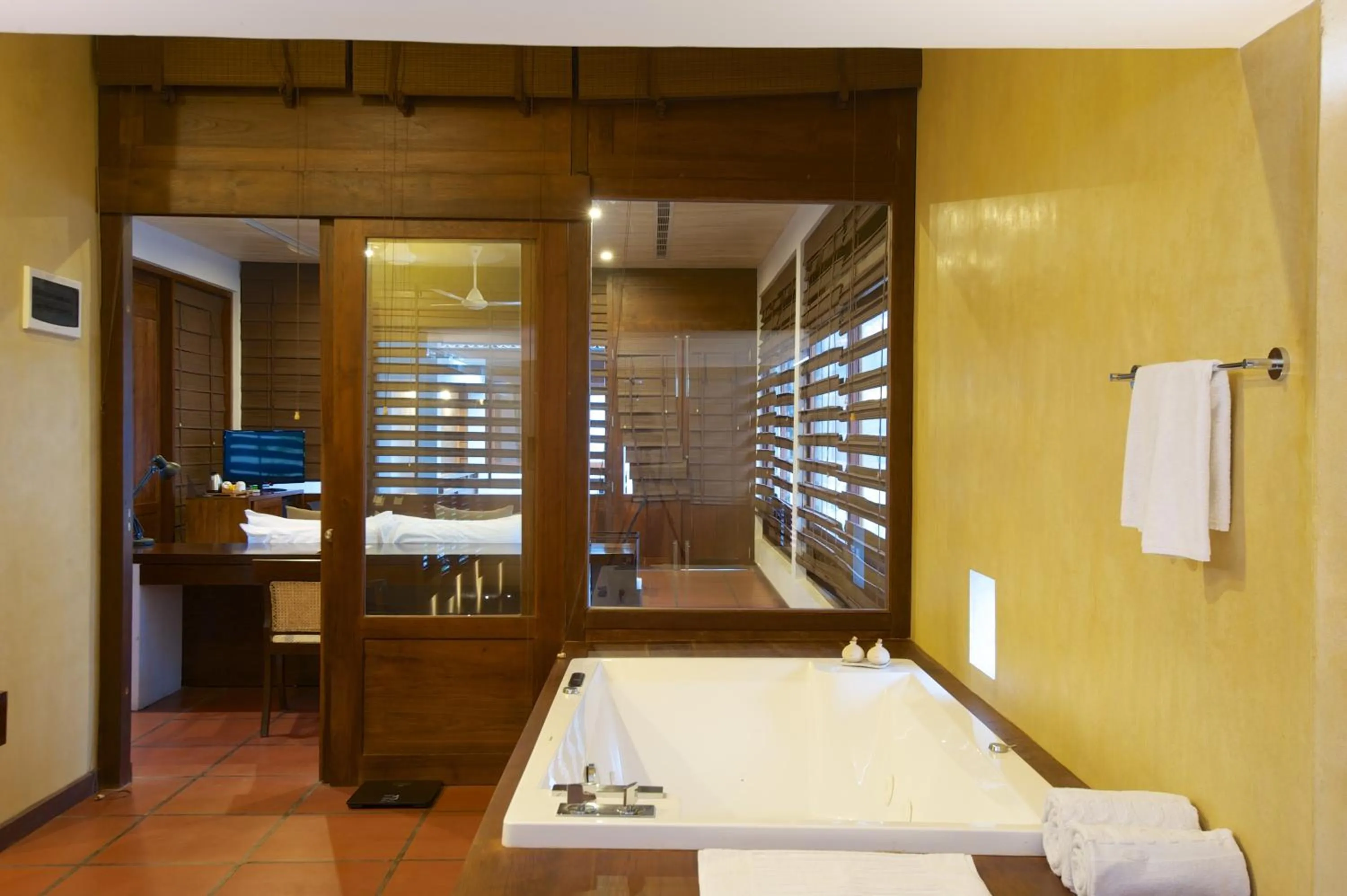 Bathroom, Bed in Jetwing Thalahena Villa