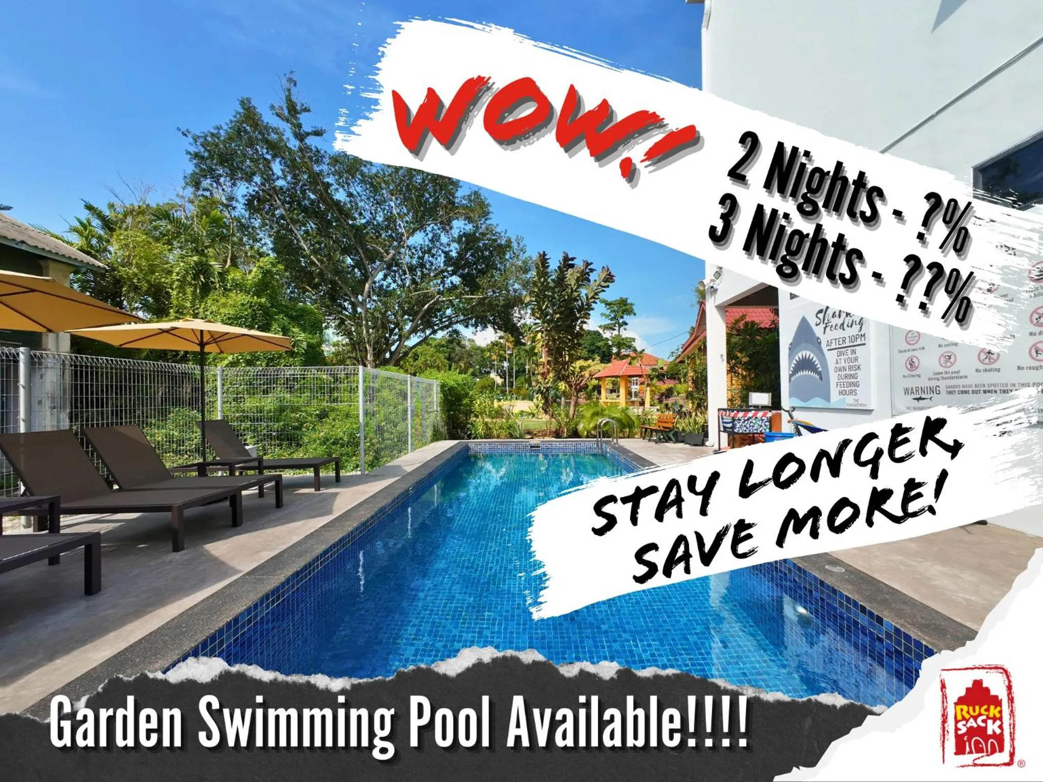 Pool view in Rucksack Inn Premium Melaka