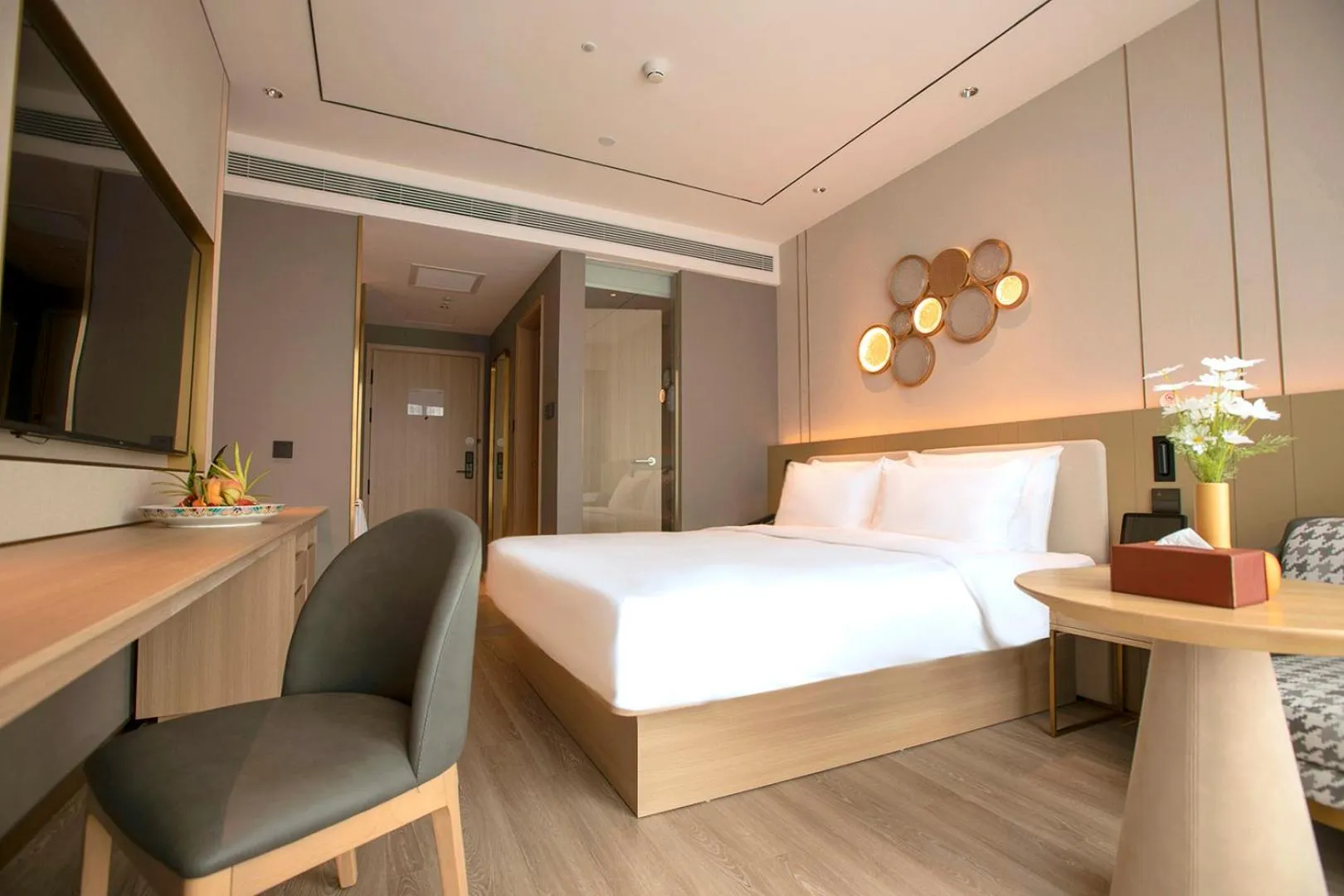 Bed in Orange Beijing Wukesong Shijingshan Wanda Plaza Hotel