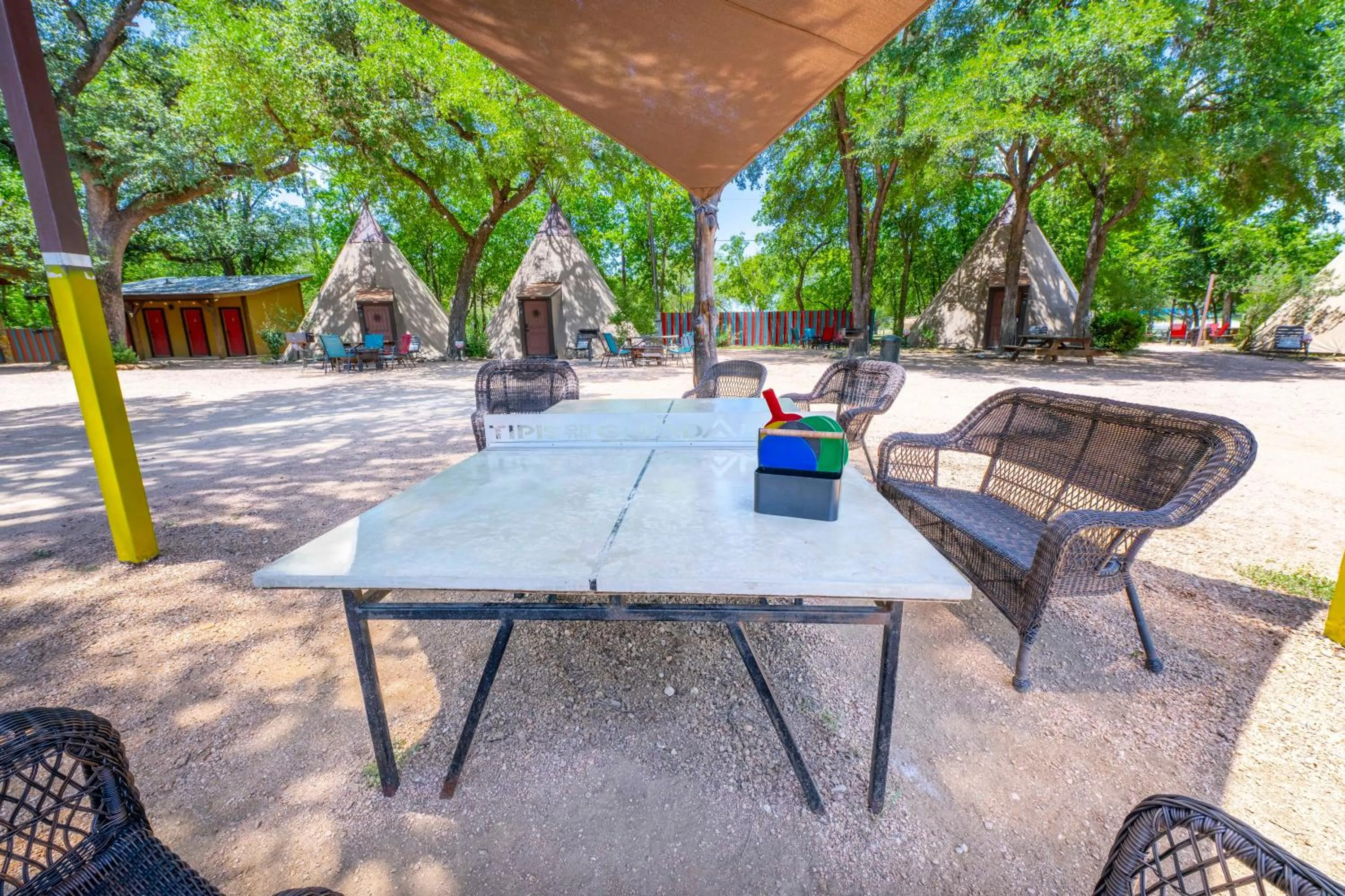 Table tennis in Tipis on the Guadalupe