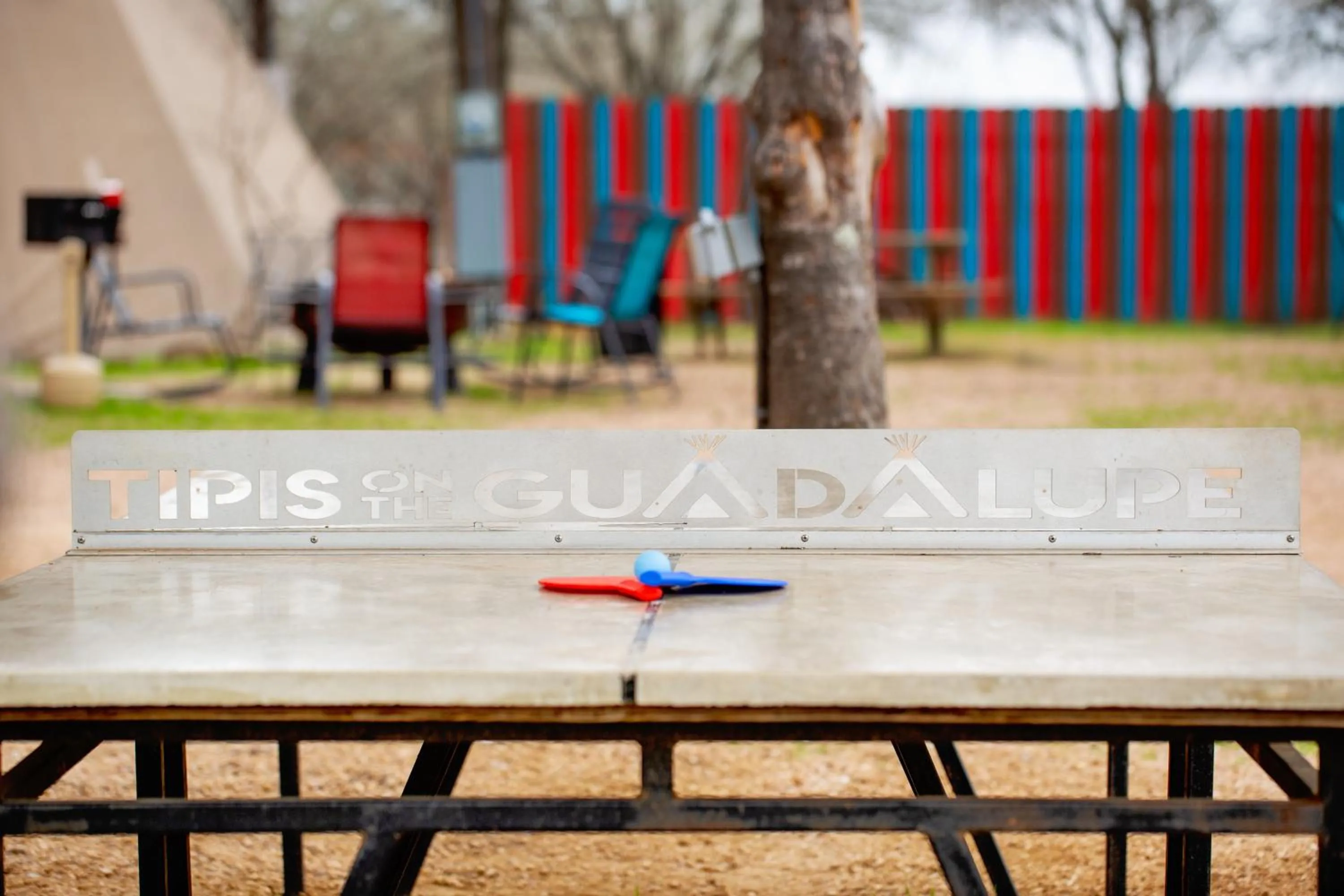Table tennis in Tipis on the Guadalupe