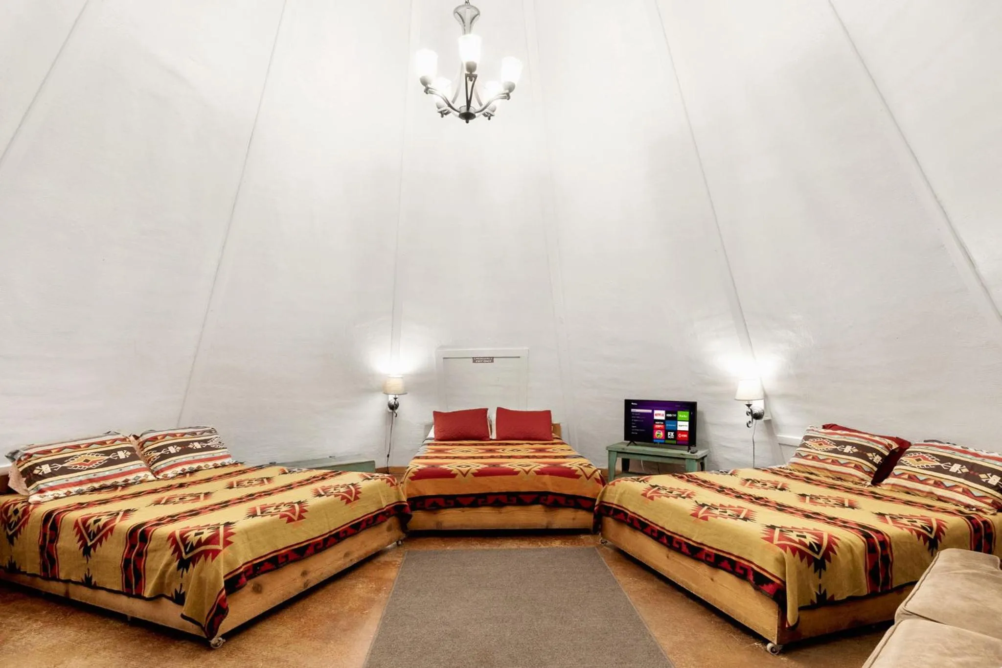 Bedroom, Bed in Tipis on the Guadalupe