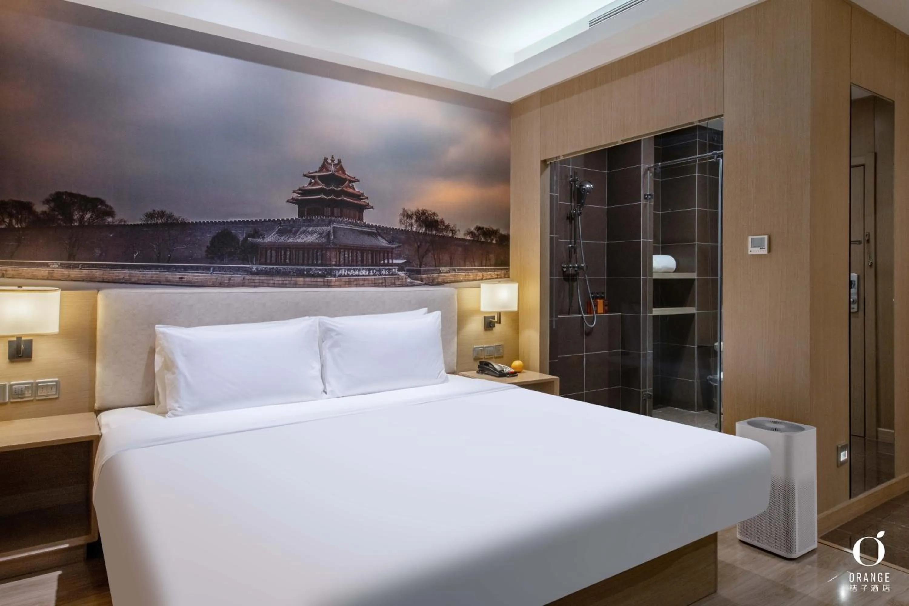 Bed in Orange Hotel Beijing Yizhuang Bridge Subway Station