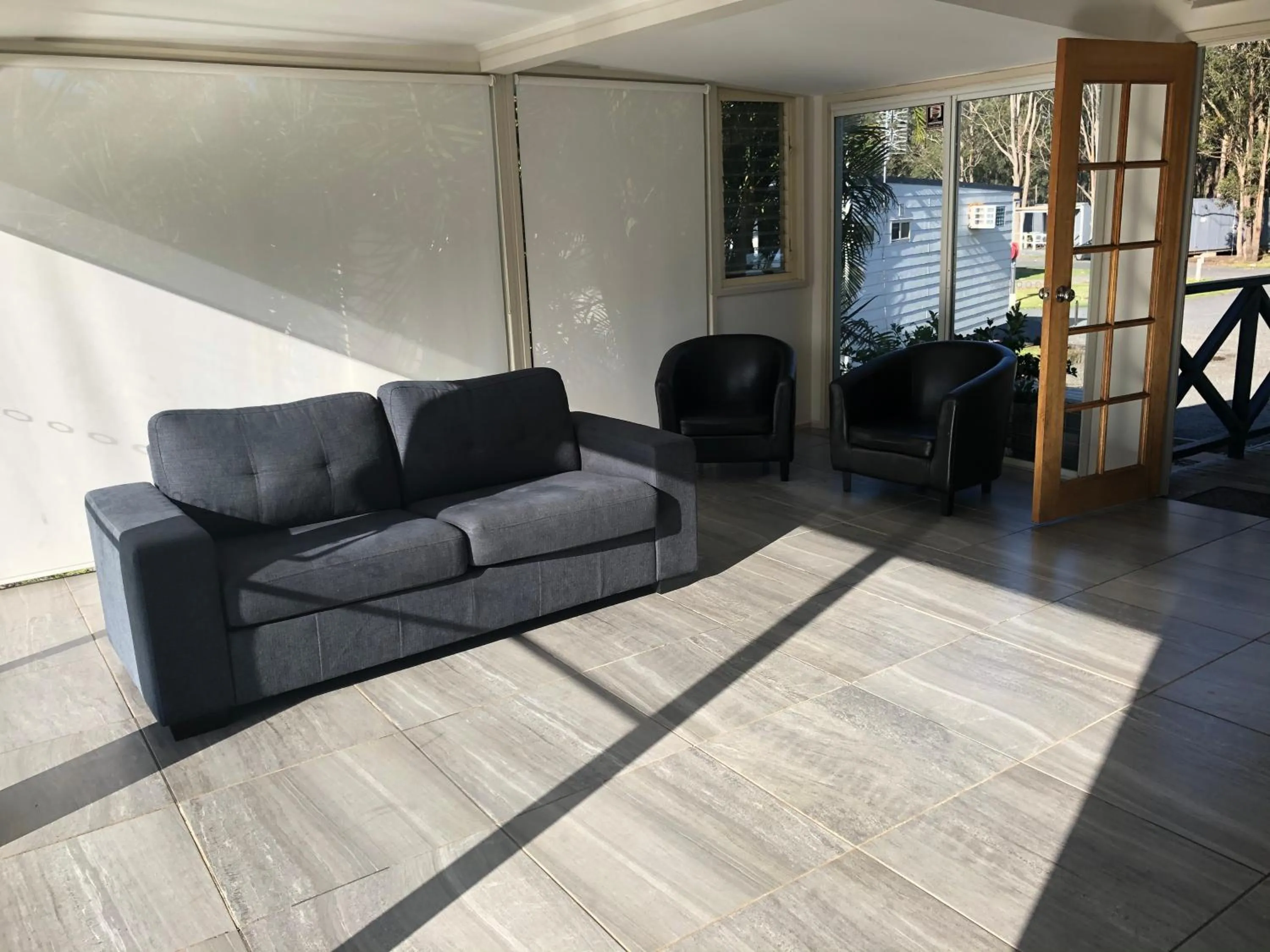 Family in Australian Motor Home Tourist Park Twelve Mile Creek