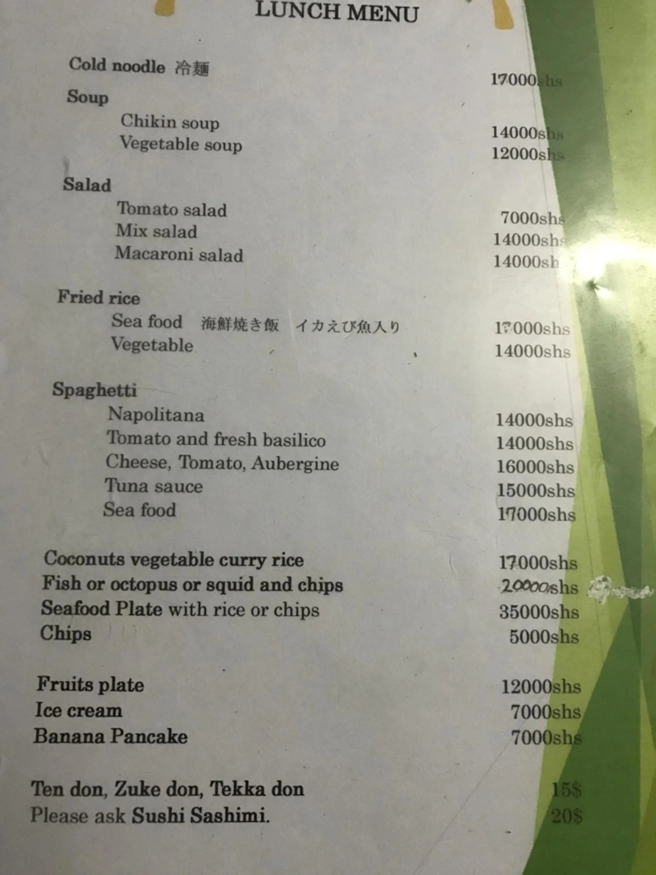 Restaurant/places to eat in Paradise Beach Bungalows