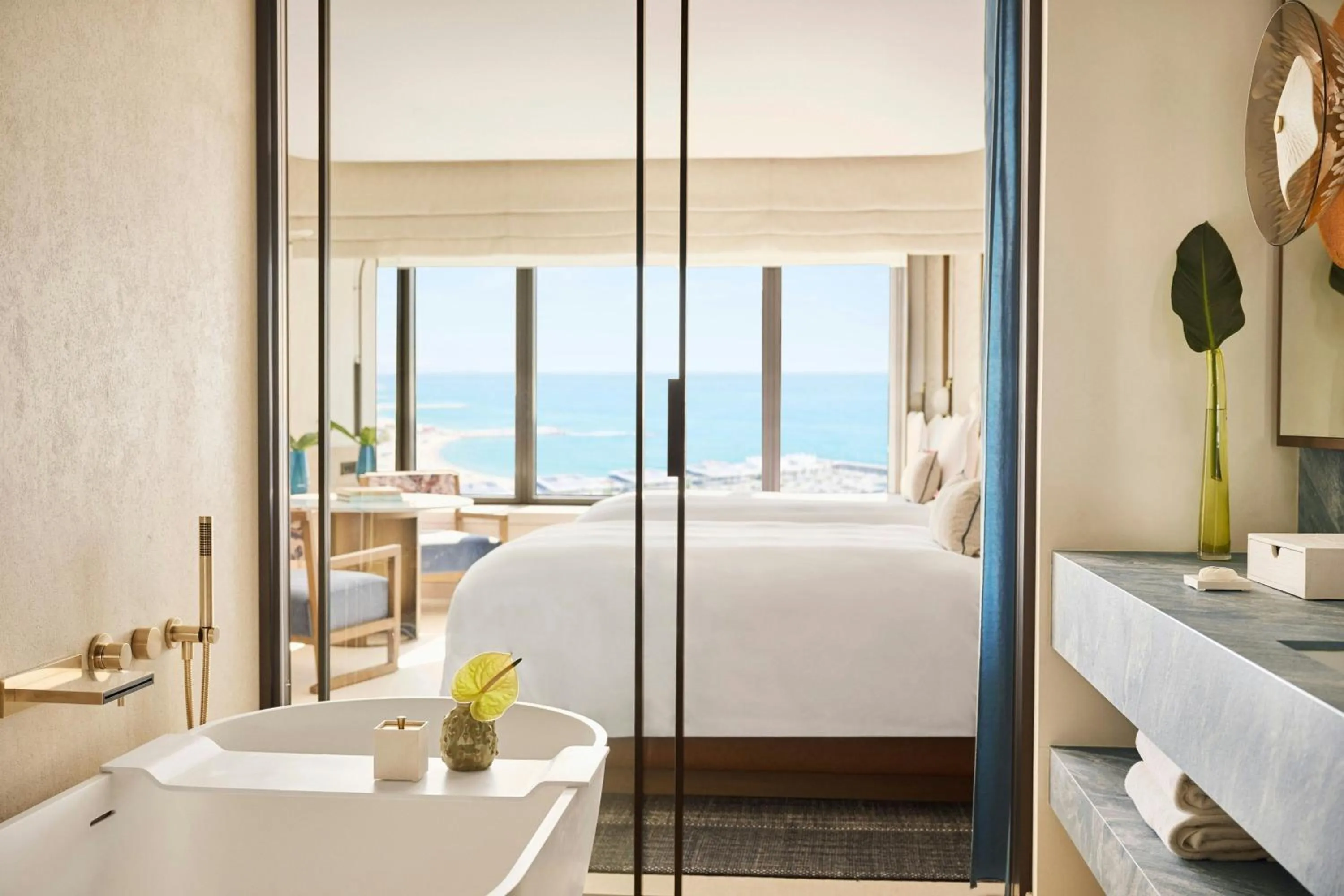 Bathroom, Bed in Hotel Arts Barcelona